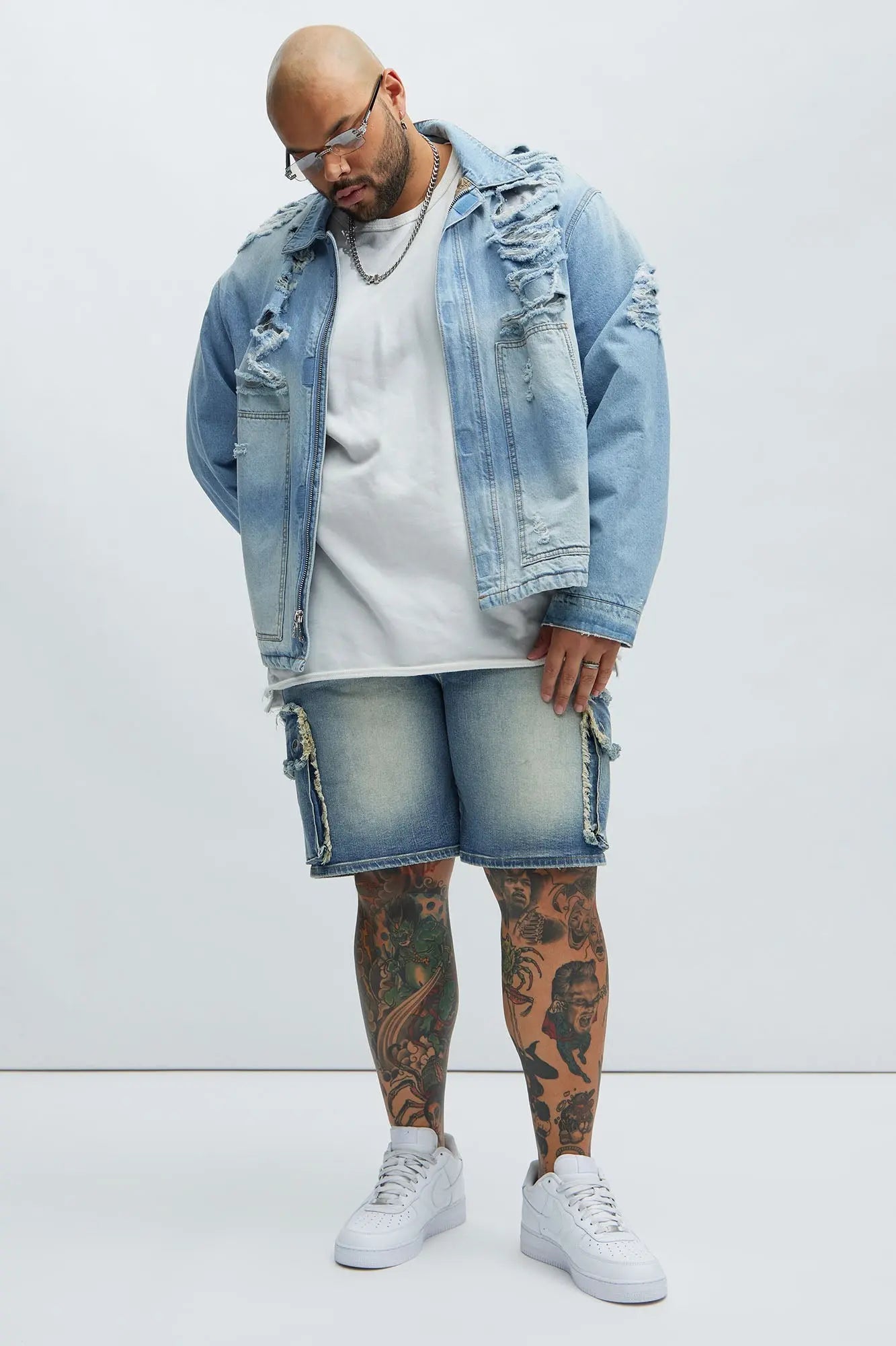 Rush Home Denim Cargo Shorts - Light Blue Wash Fashion Nova