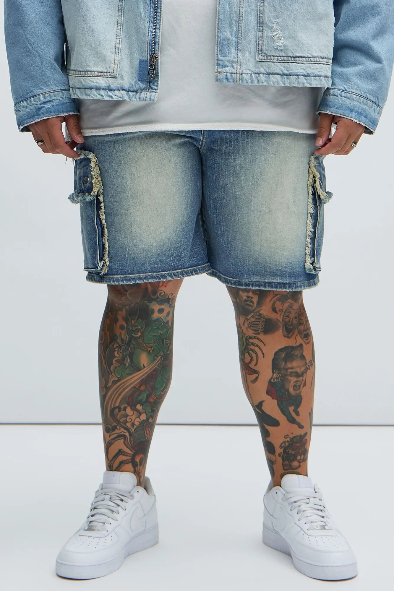 Rush Home Denim Cargo Shorts - Light Blue Wash Fashion Nova