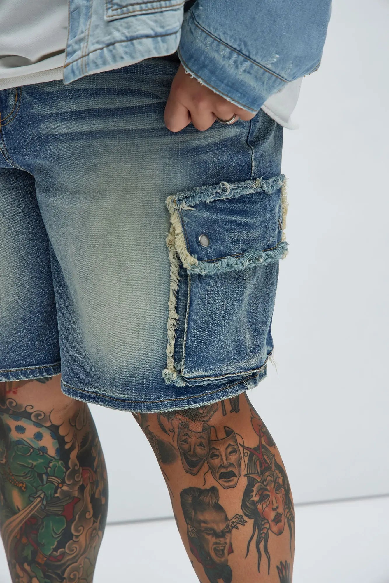 Rush Home Denim Cargo Shorts - Light Blue Wash Fashion Nova