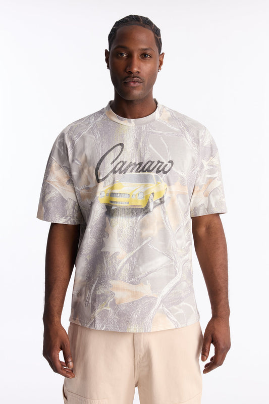 Chevy Camaro Woodland Camo Short Sleeve Tee - Camouflage Fashion Nova