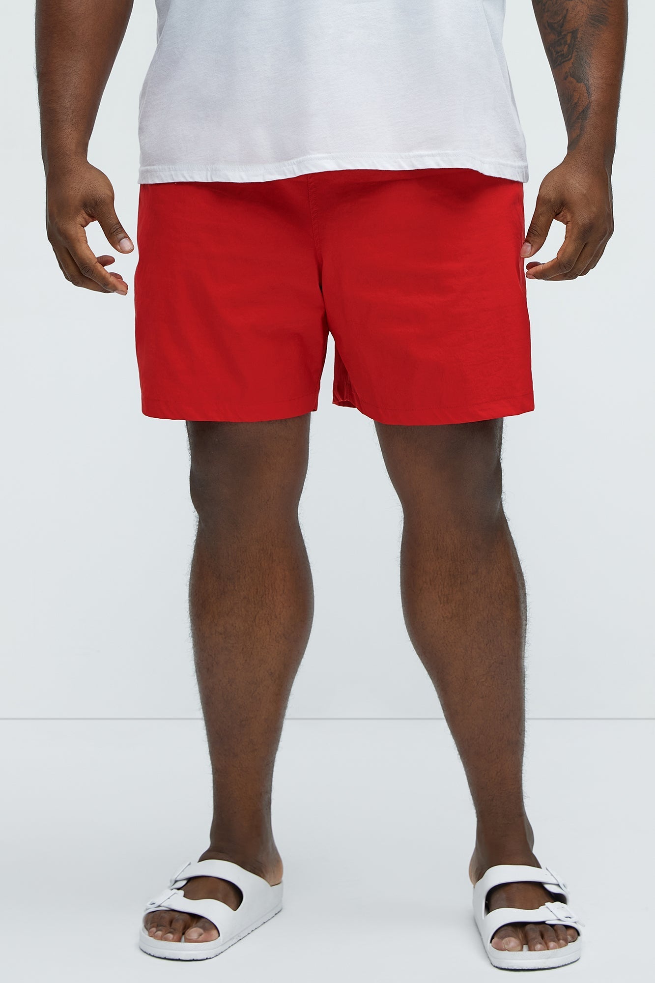 Montez Stretch Swim Trunk 7″ - Brick Red Fashion Nova