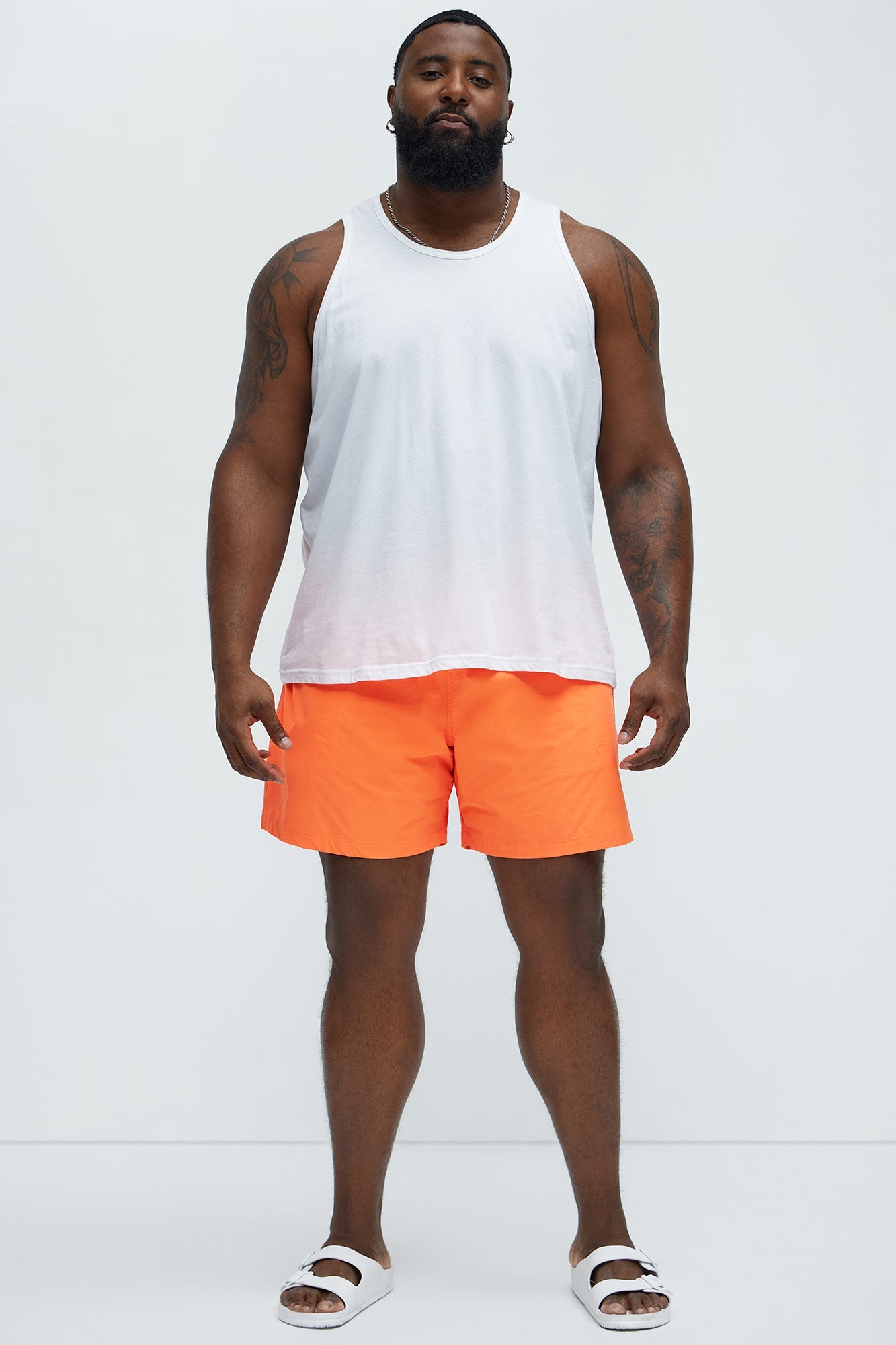 Montez Stretch Swim Trunk 7″ - Orange Fashion Nova