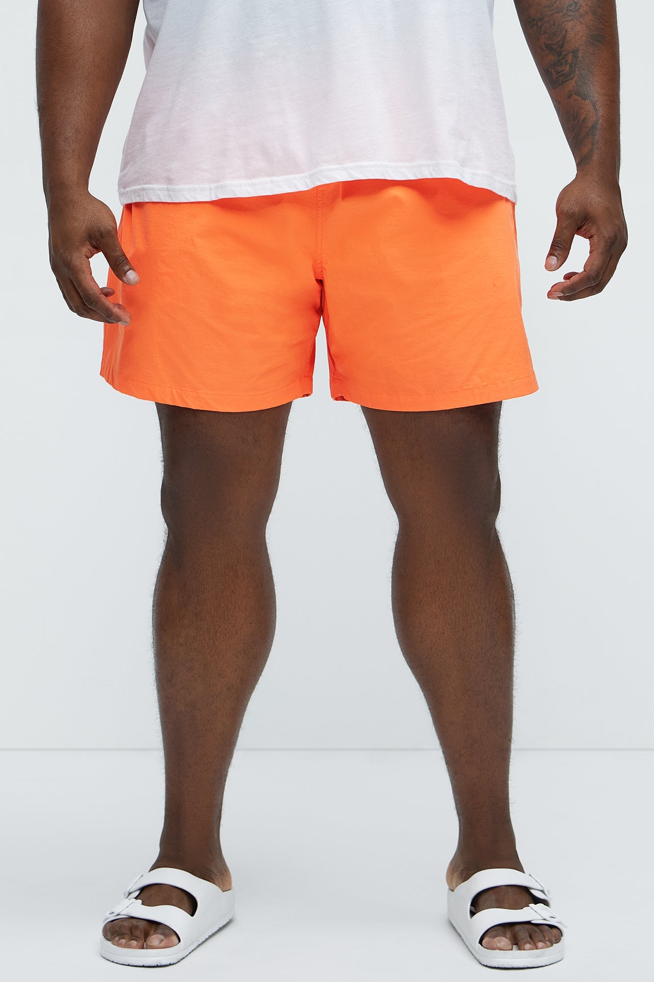 Montez Stretch Swim Trunk 7″ - Orange Fashion Nova
