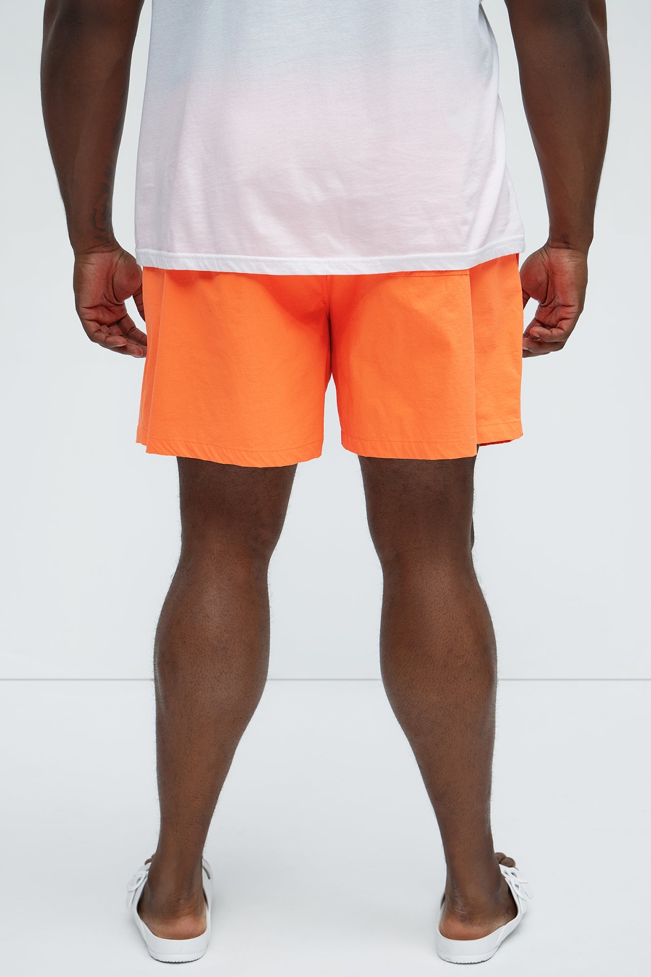 Montez Stretch Swim Trunk 7″ - Orange Fashion Nova