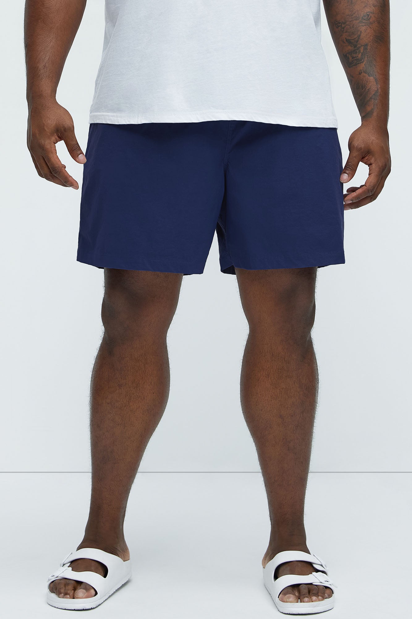 Montez Stretch Swim Trunk 7″ - Navy Fashion Nova