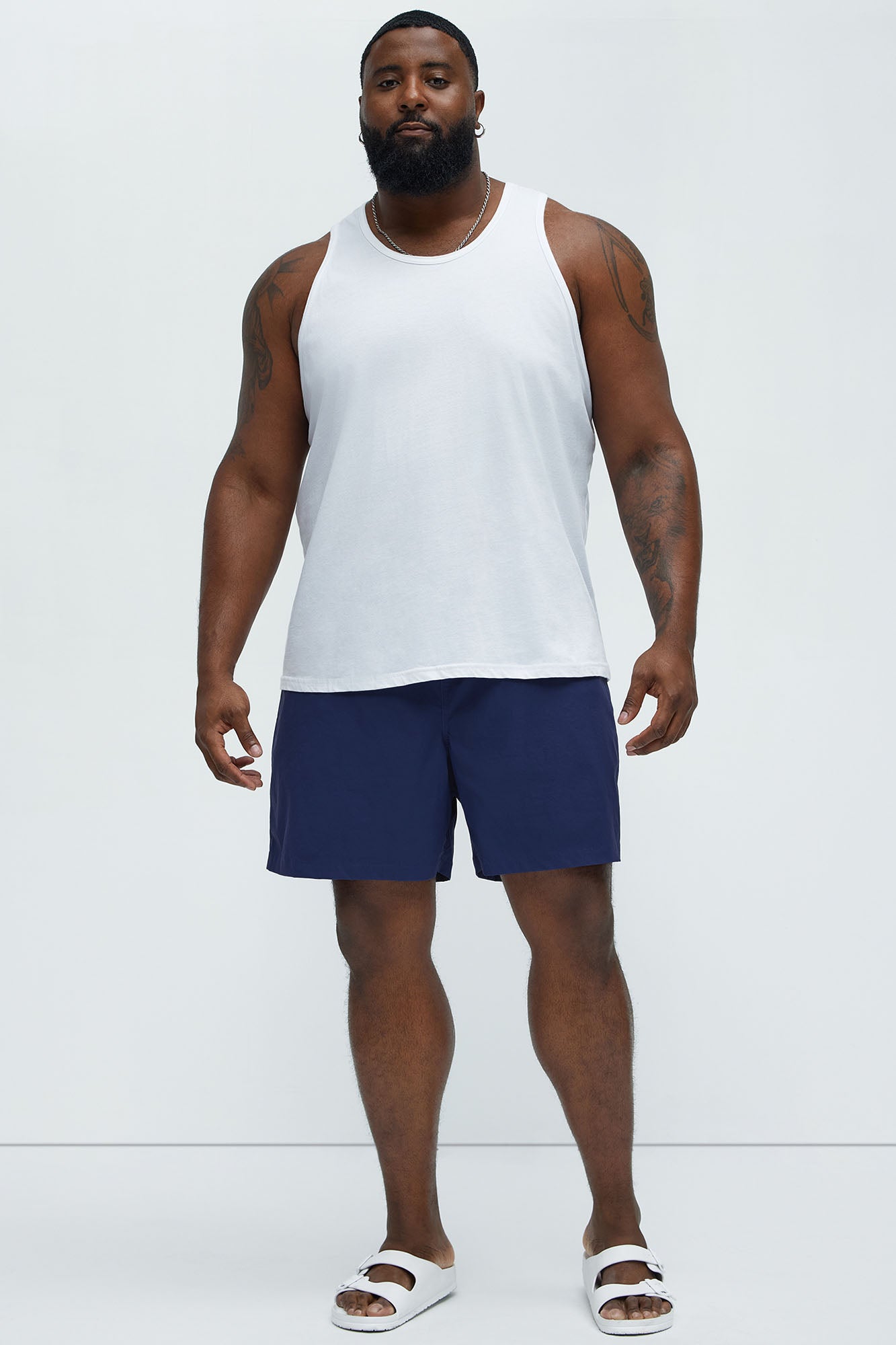 Montez Stretch Swim Trunk 7″ - Navy Fashion Nova