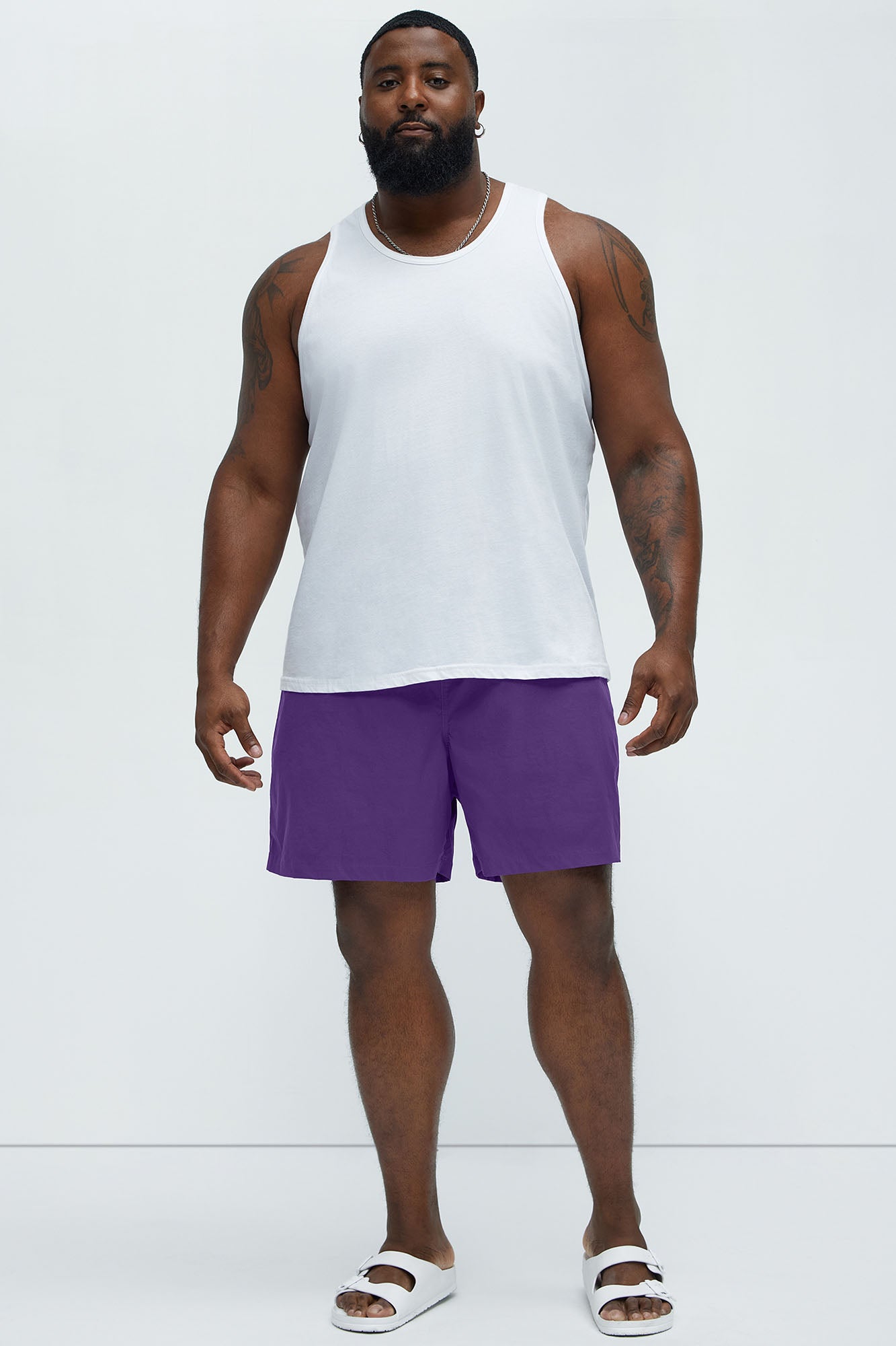 Montez Stretch Swim Trunk 7″ - Purple Fashion Nova