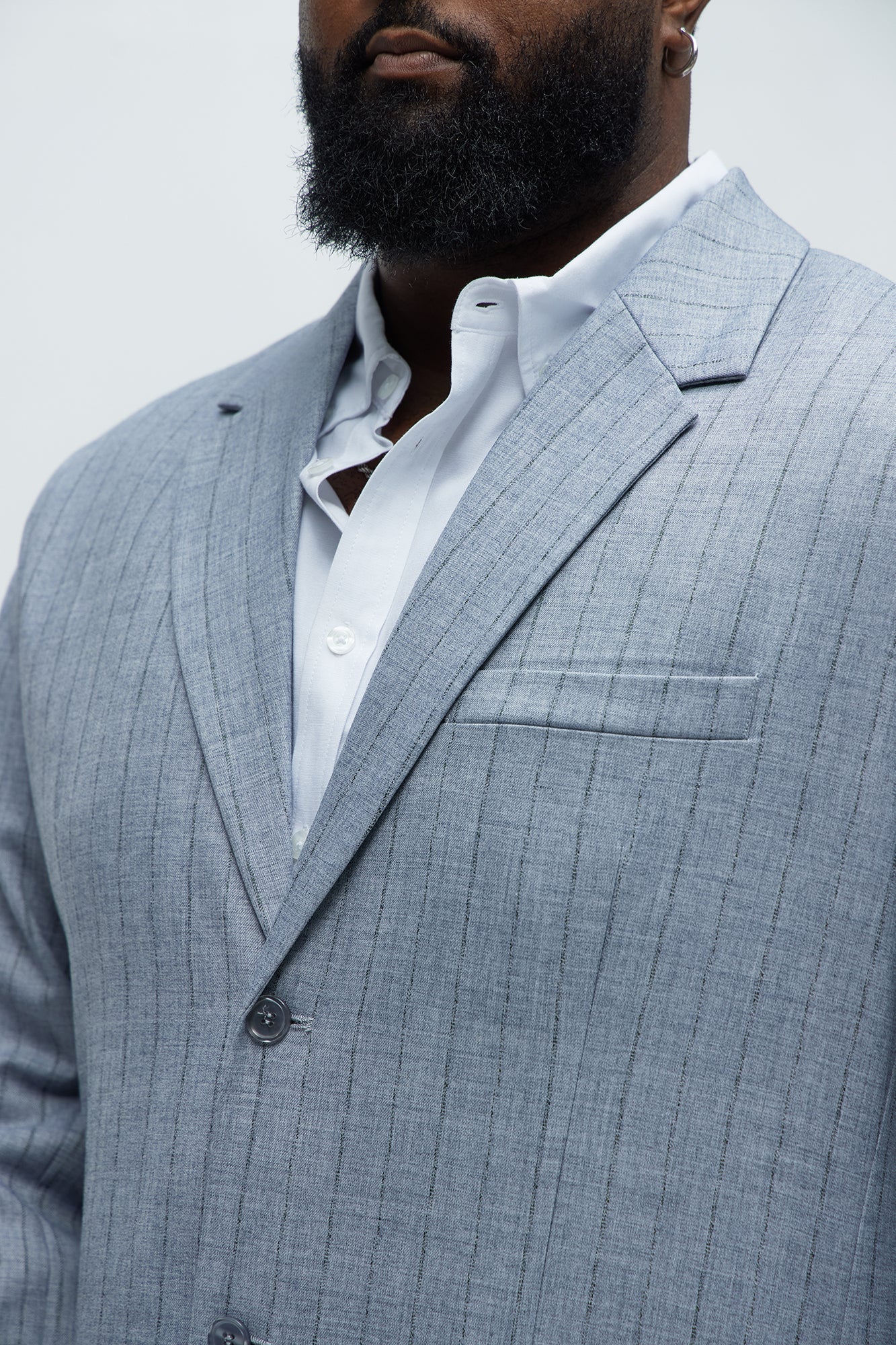 Roswel Textured Stripes Blazer - Grey Fashion Nova