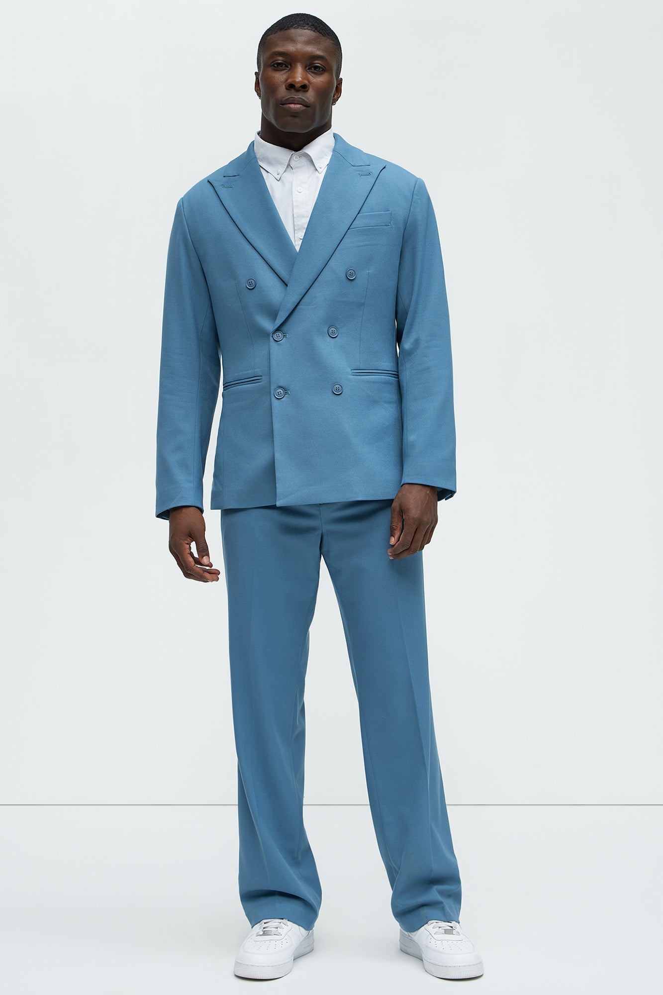 High Peak Lapel Suit Blazer - Slate Blue Fashion Nova