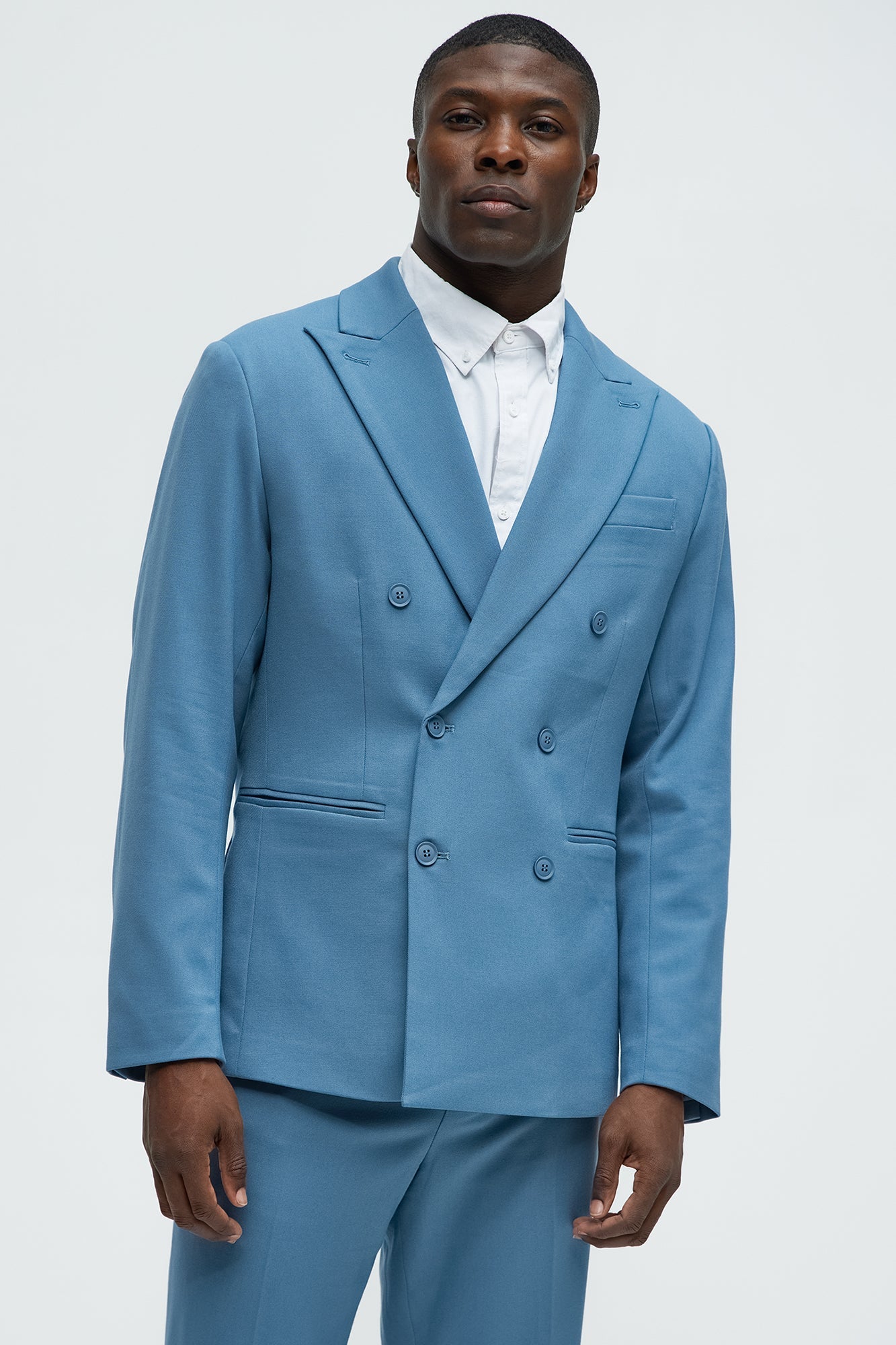 High Peak Lapel Suit Blazer - Slate Blue Fashion Nova