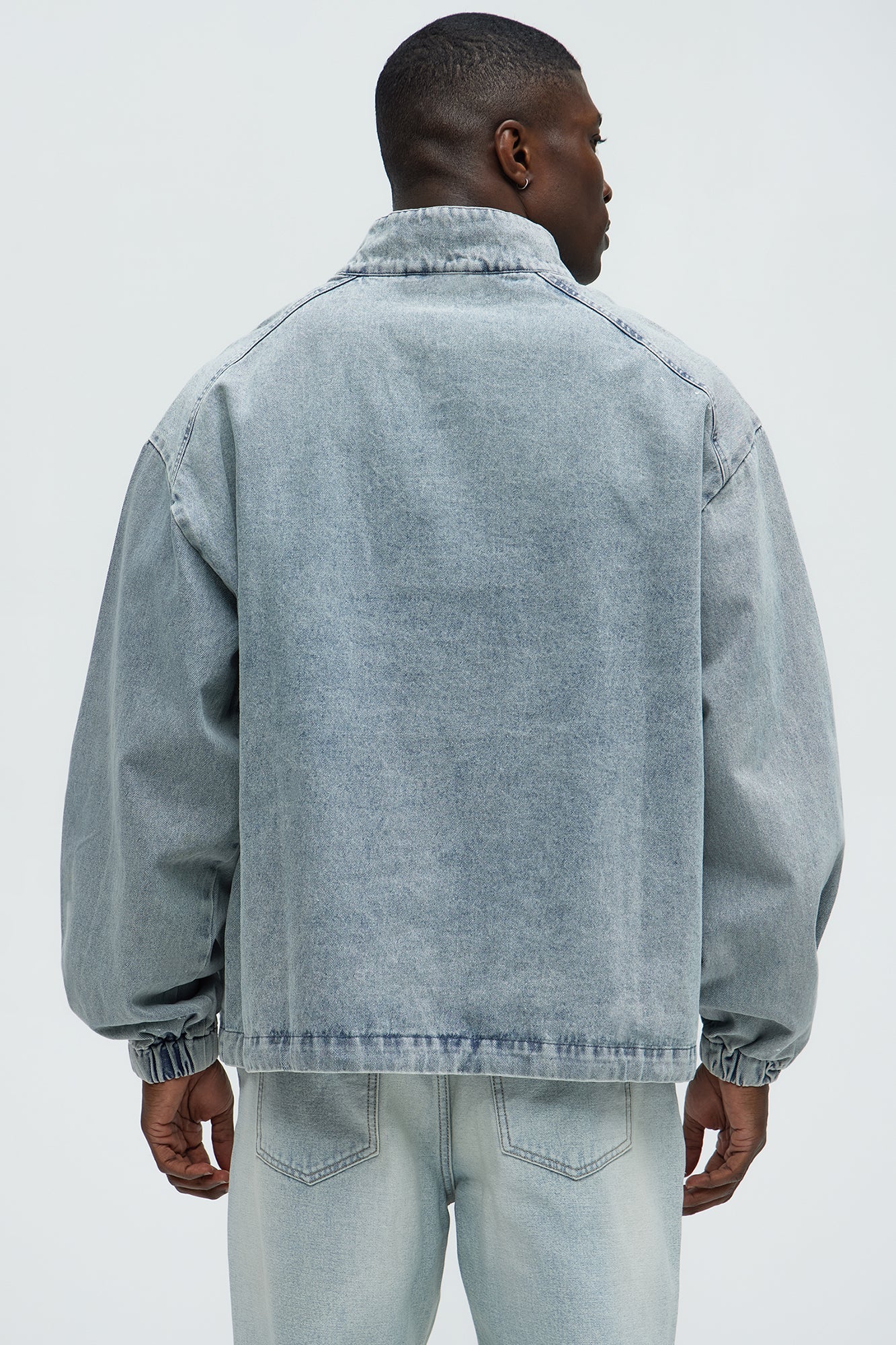 Distressed Denim Anorak Jacket - Light Wash Fashion Nova