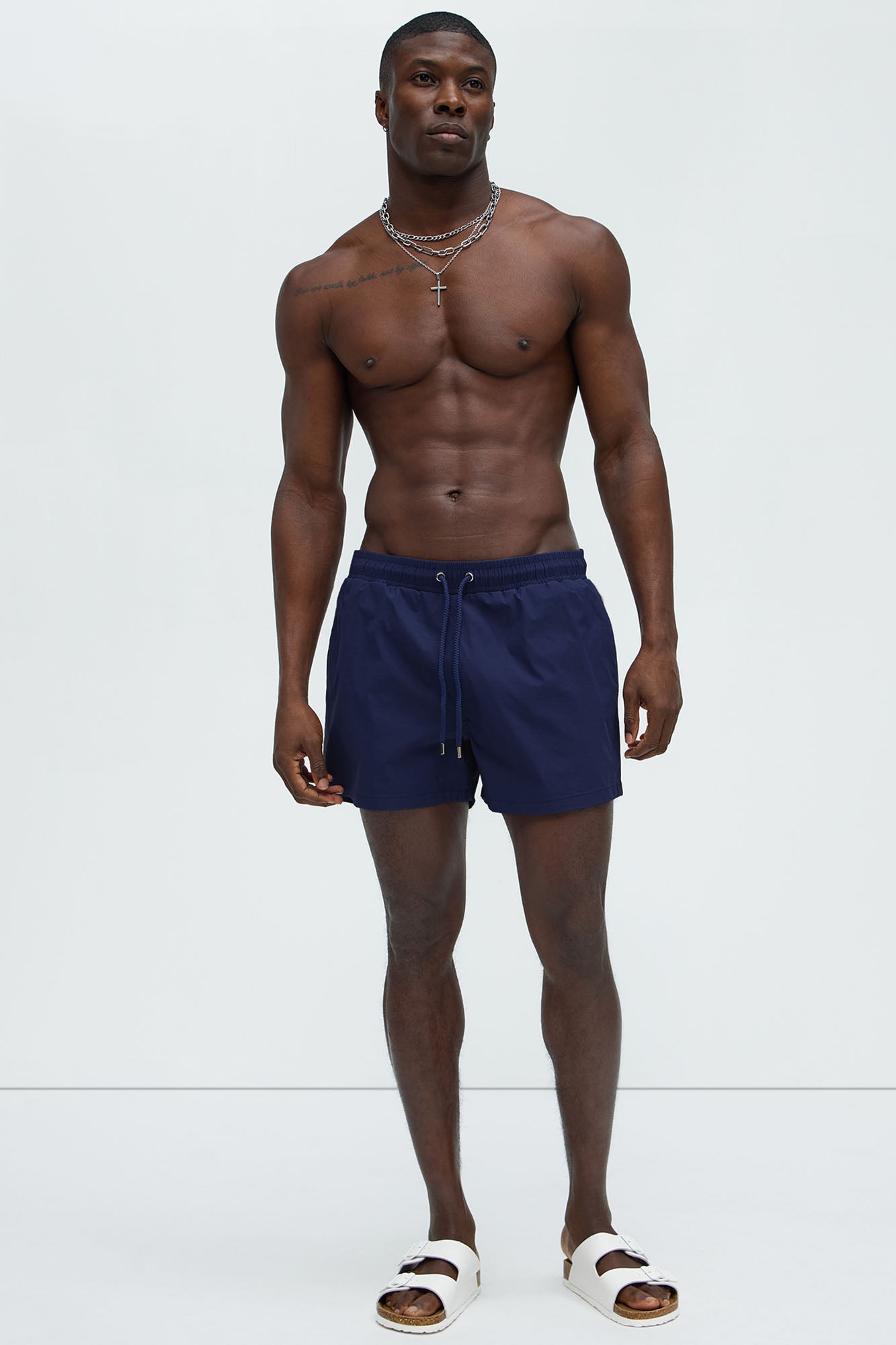 Montez Stretch Swim Trunk 4″ - Navy Fashion Nova