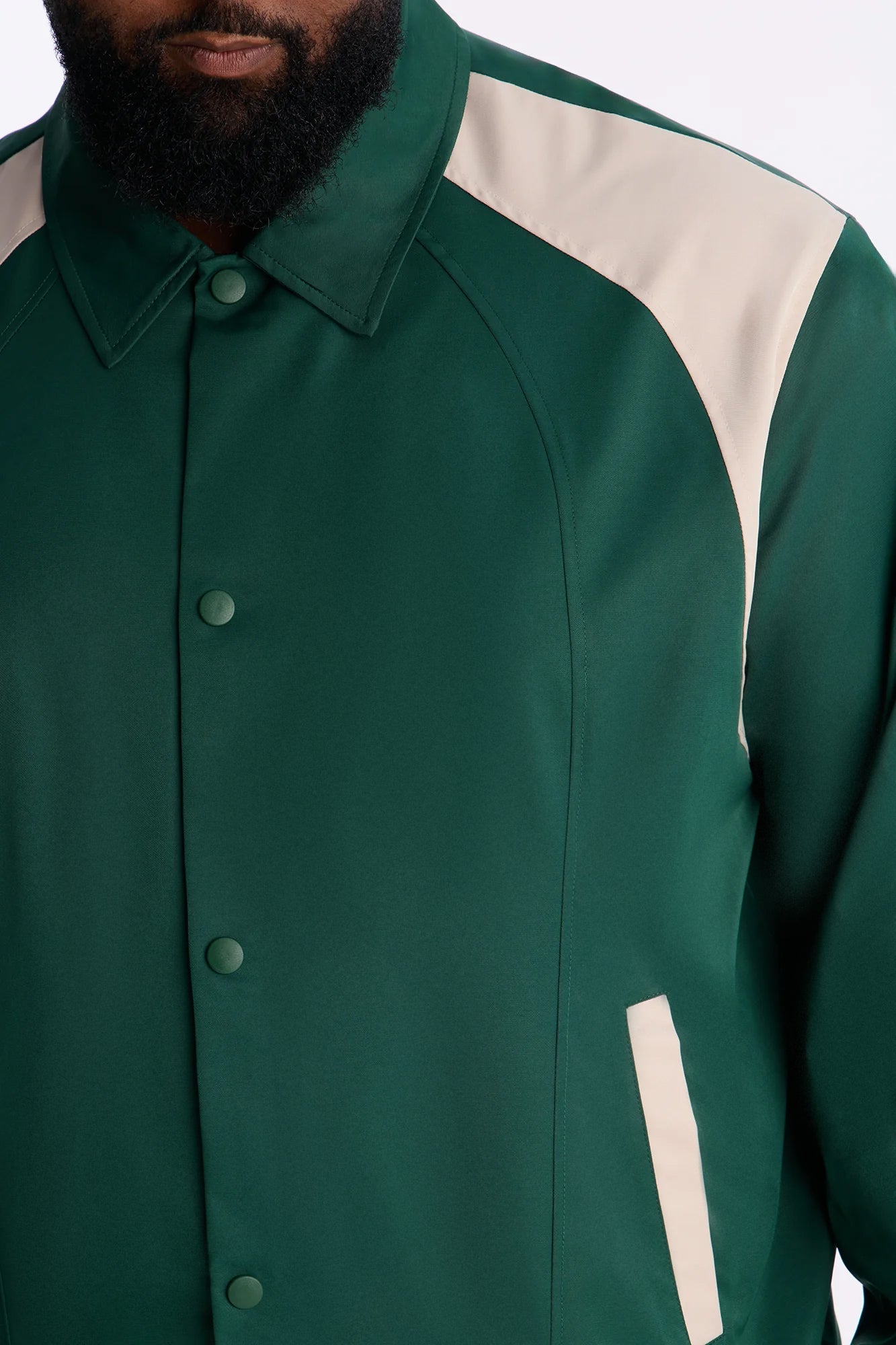 Relaxed Button Detailed Contrast Panel Coach Jacket - Green Fashion Nova