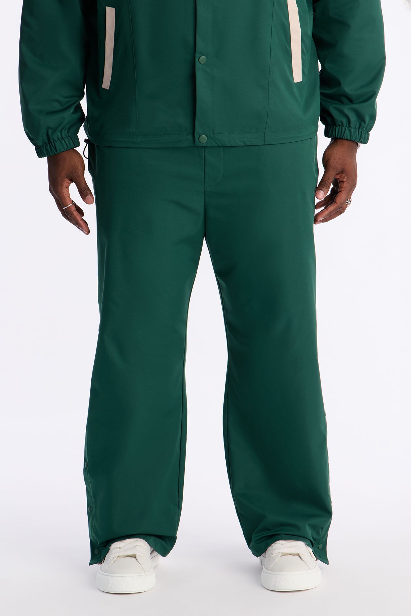 Straight Button Detailed Contrast Panel Pant - Green Fashion Nova