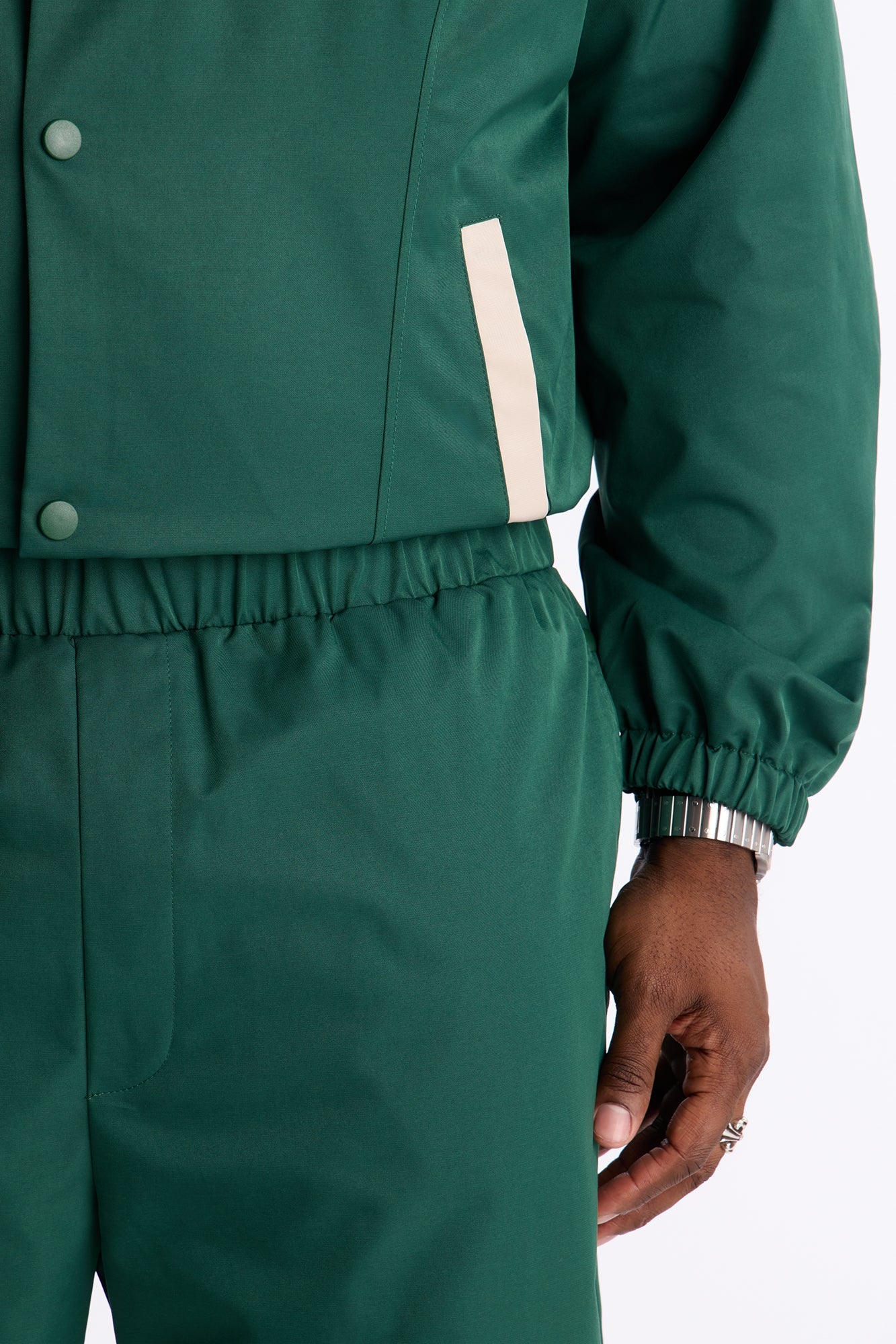 Straight Button Detailed Contrast Panel Pant - Green Fashion Nova