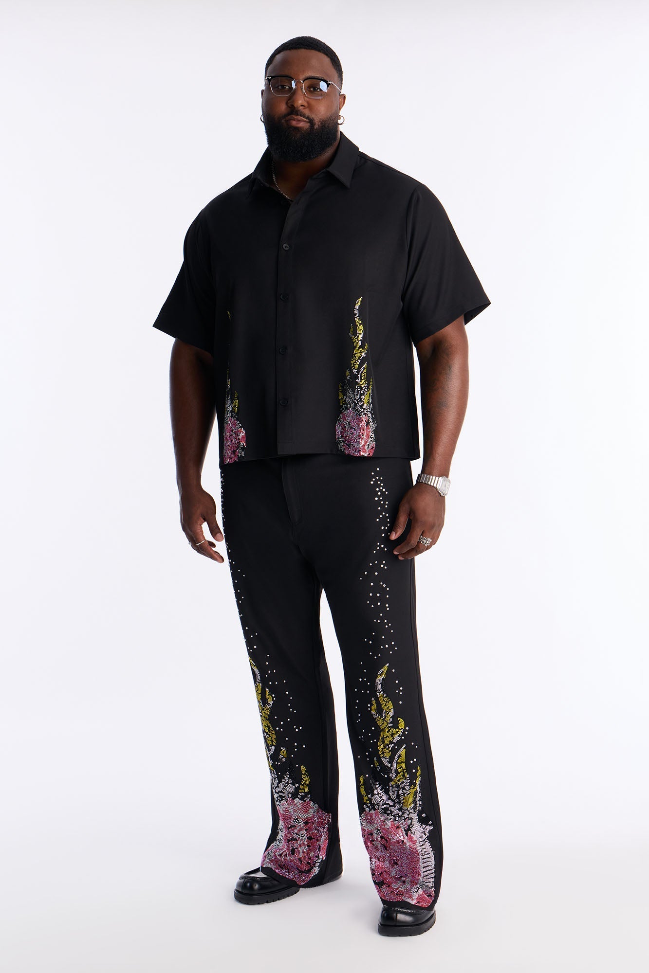 Genesis Origin Embellished Button Up Shirt - Black Fashion Nova