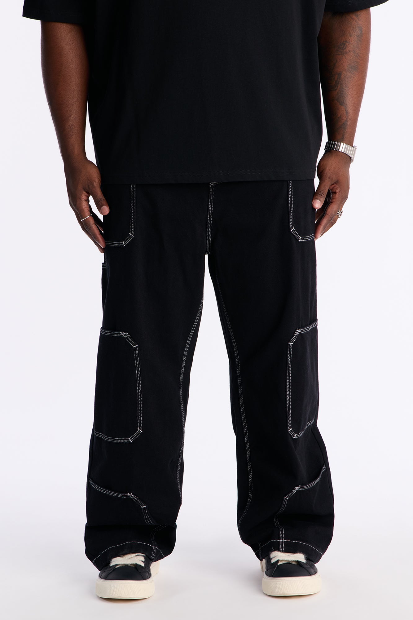 Baggy Tetris Maze Multi Pocket Pant - Black Fashion Nova