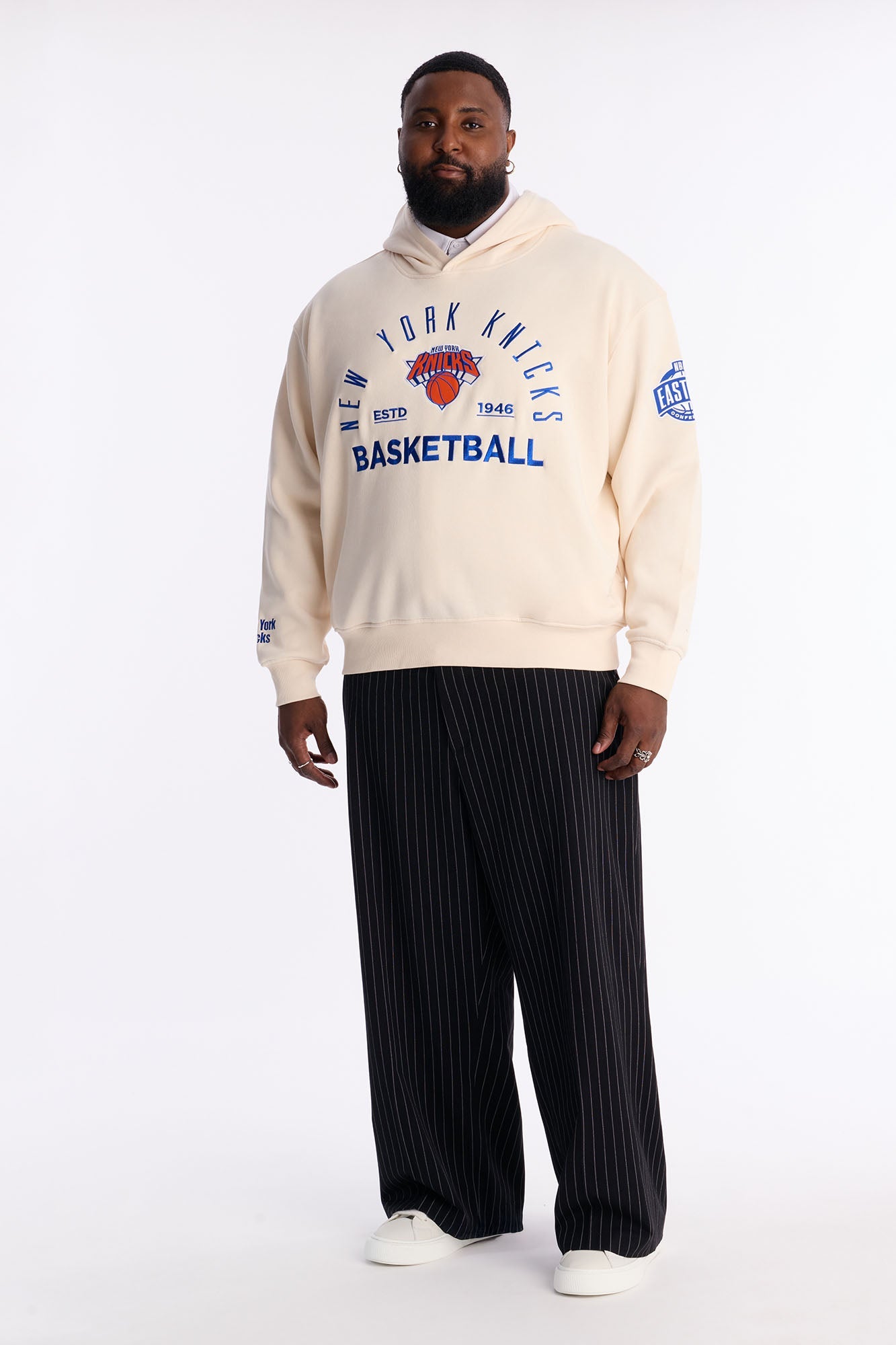 Knicks Embroidered Oversized Hoodie - Cream Fashion Nova