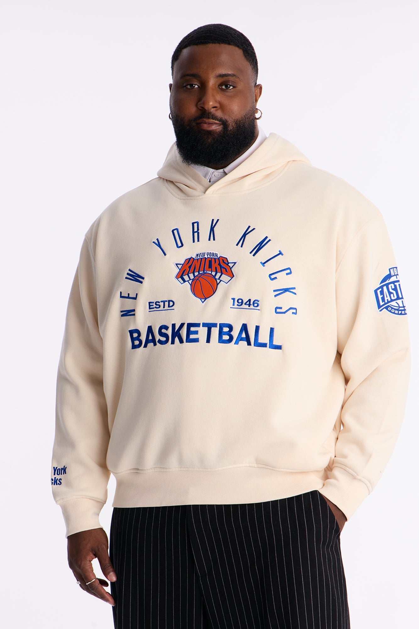 Knicks Embroidered Oversized Hoodie - Cream Fashion Nova