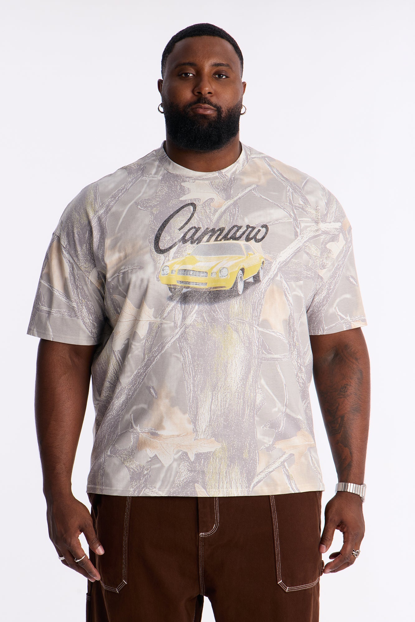 Chevy Camaro Woodland Camo Short Sleeve Tee - Camouflage Fashion Nova