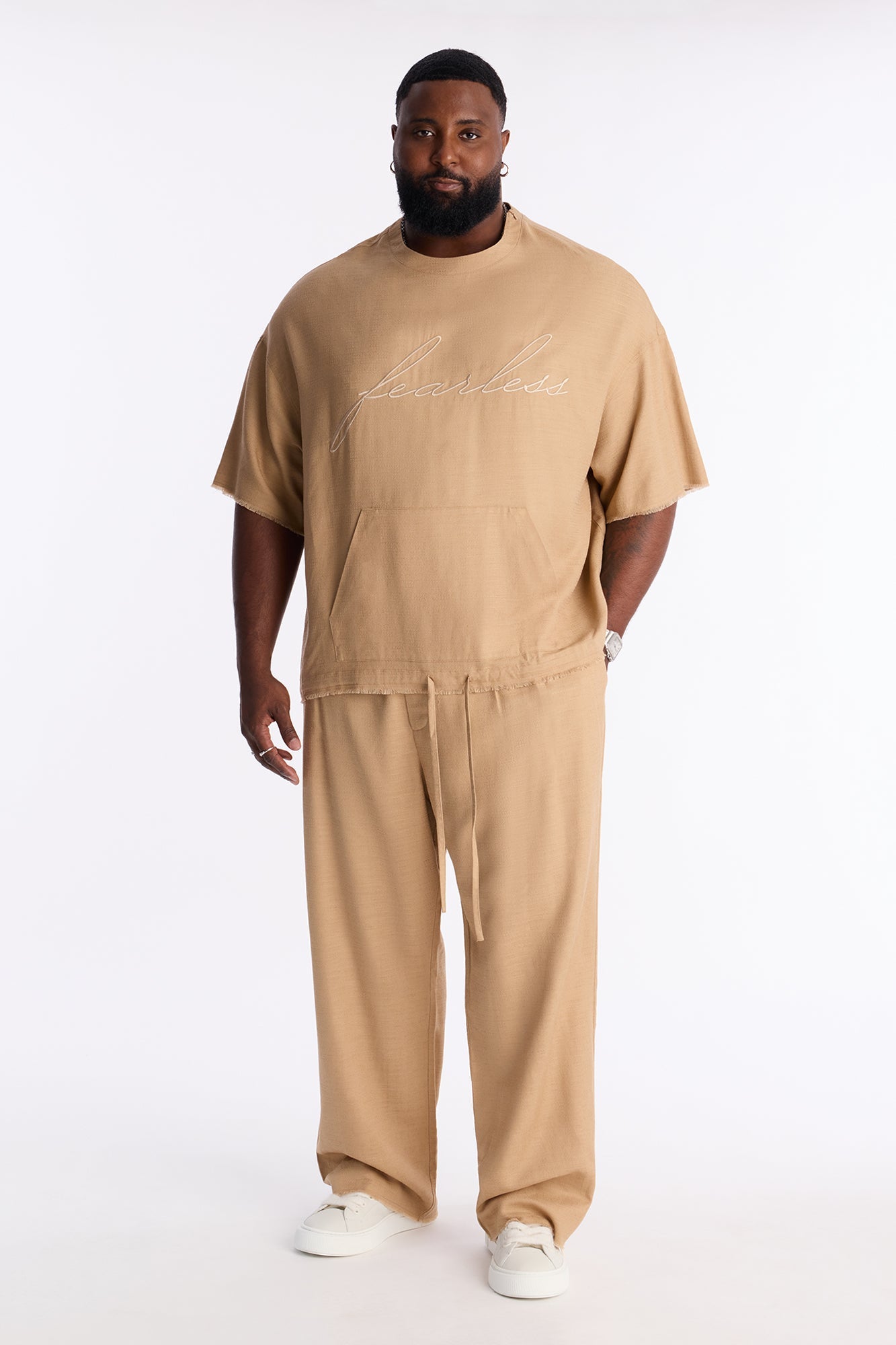 Boxy Tropic Fearless Frayed Shirt - Tan Fashion Nova