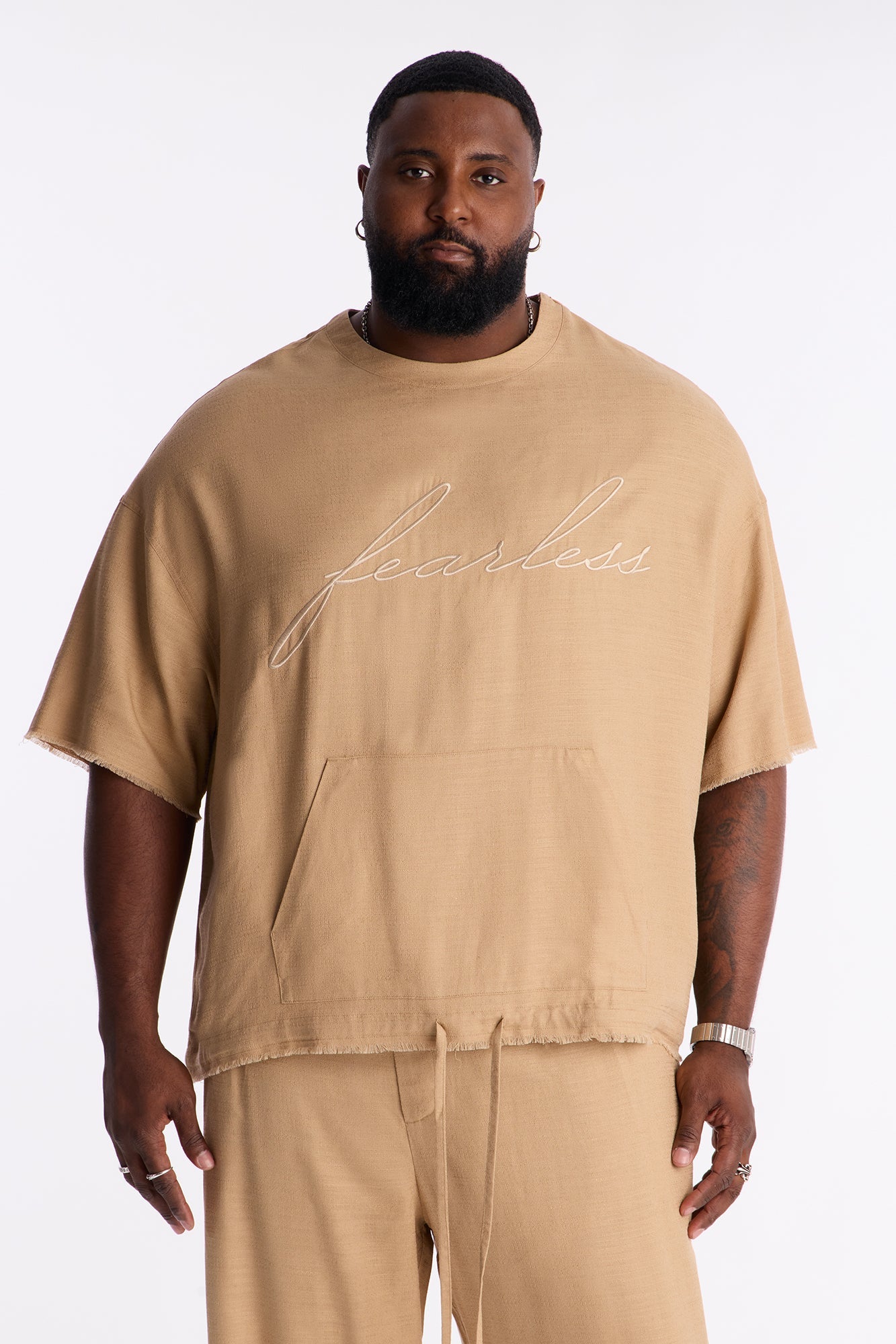 Boxy Tropic Fearless Frayed Shirt - Tan Fashion Nova