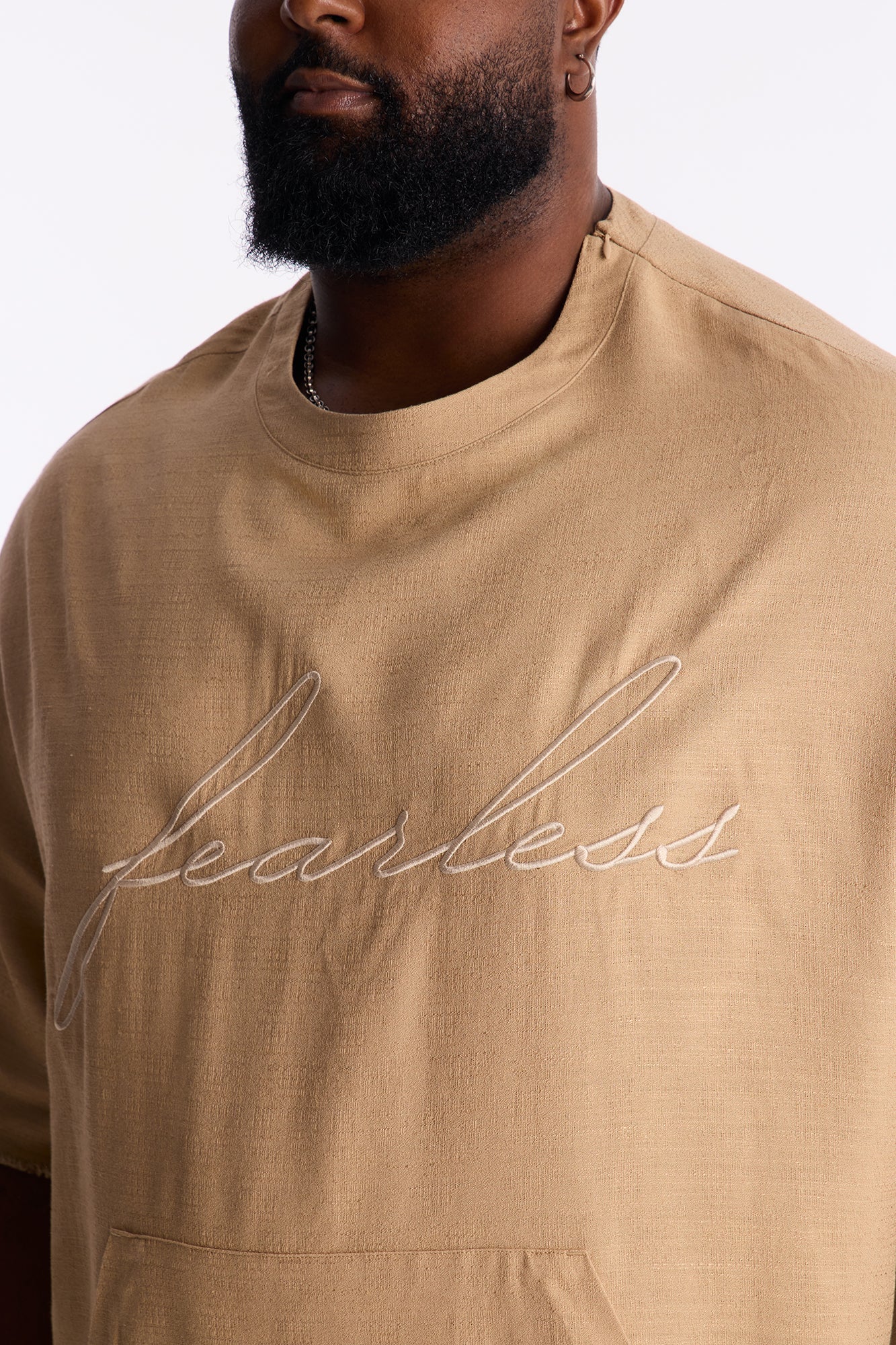 Boxy Tropic Fearless Frayed Shirt - Tan Fashion Nova