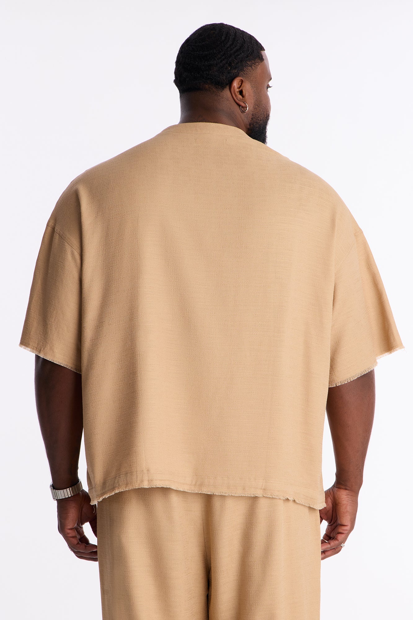 Boxy Tropic Fearless Frayed Shirt - Tan Fashion Nova