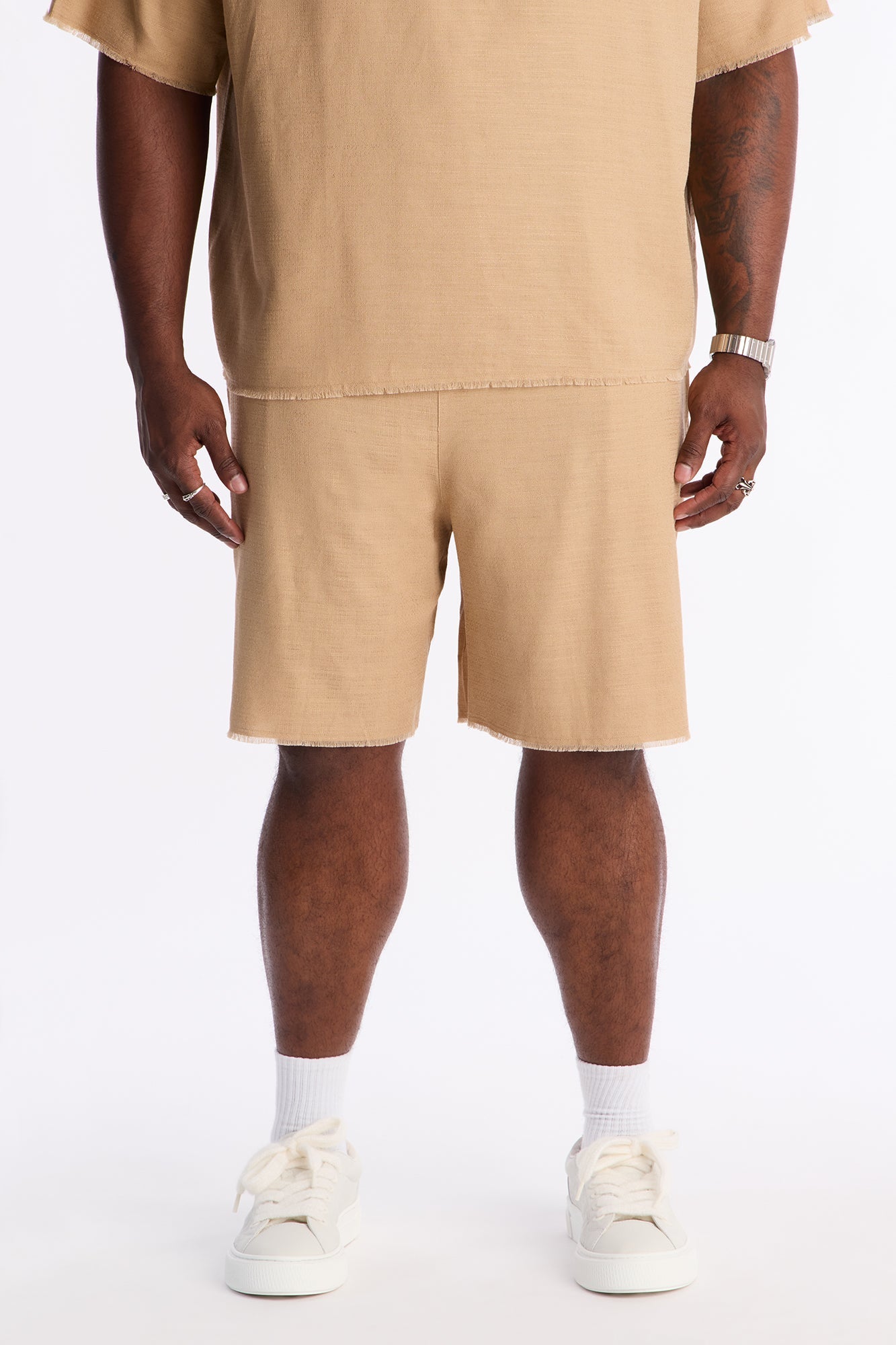 Relaxed Tropic Fearless Frayed Short - Tan Fashion Nova
