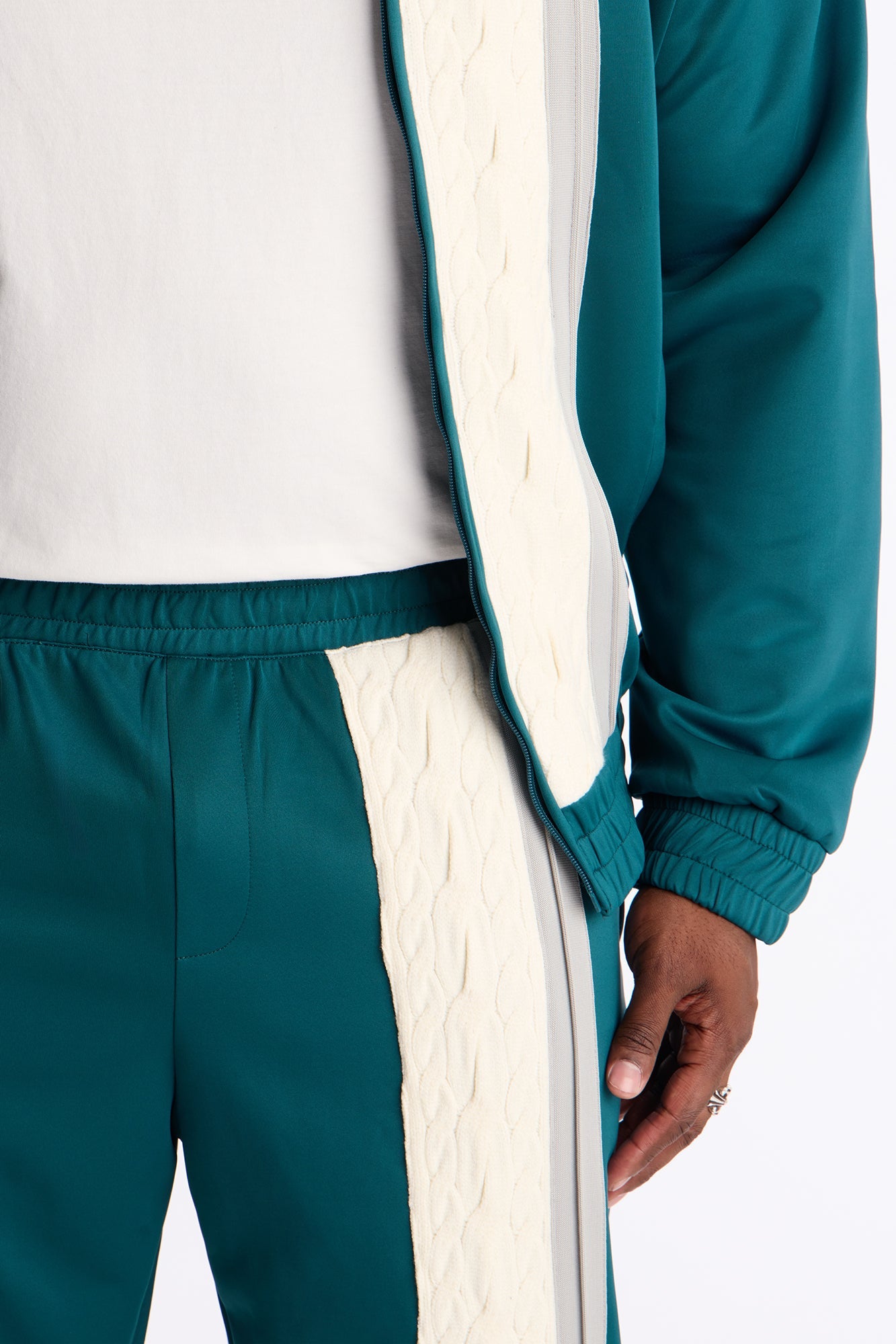 Straight Contrast Panel Knitted Track Pant - Teal Fashion Nova