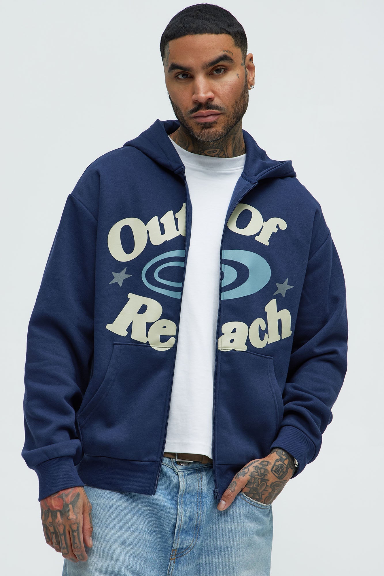 Lost In Space Zip Up Hoodie - Navy Fashion Nova