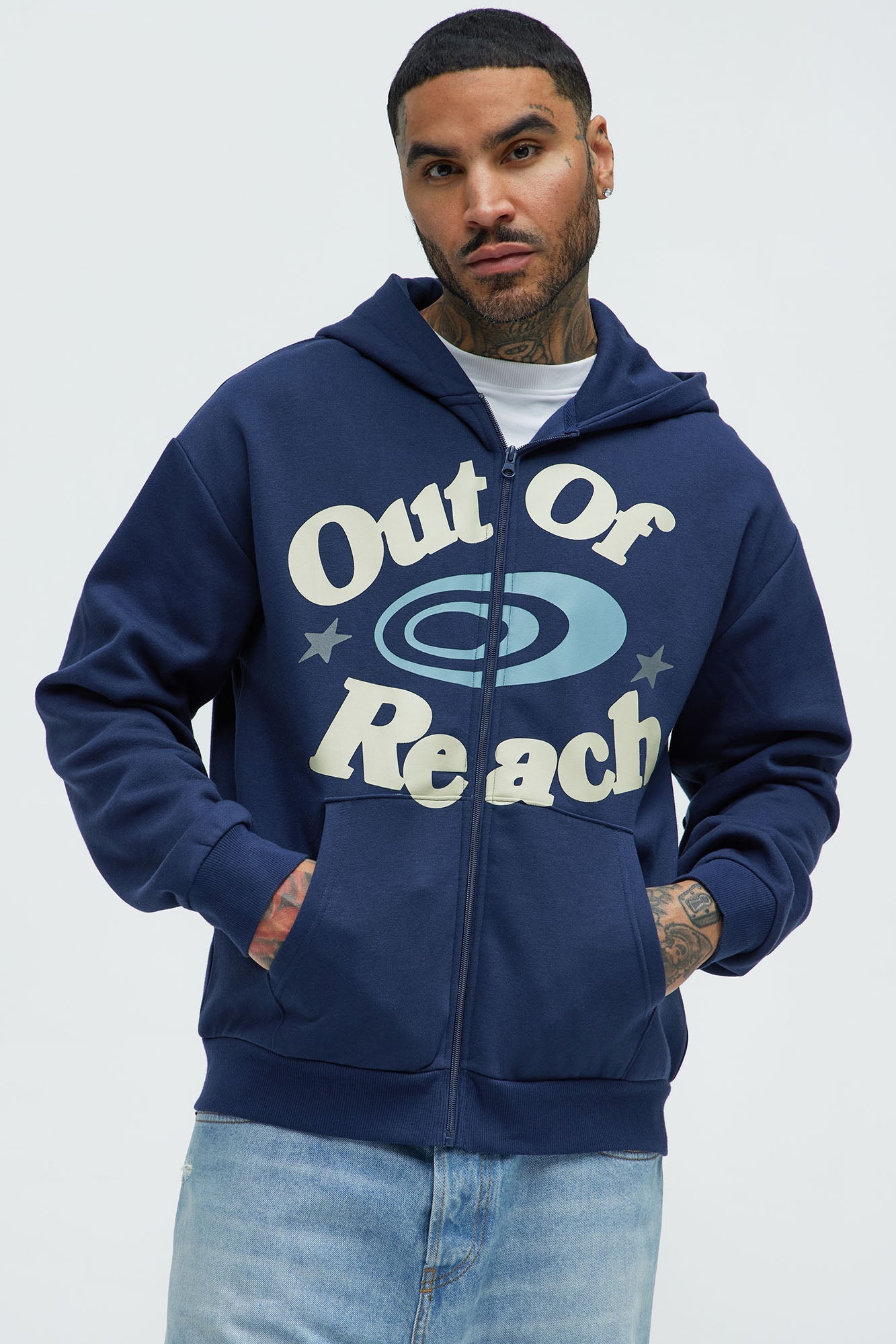 Lost In Space Zip Up Hoodie - Navy Fashion Nova