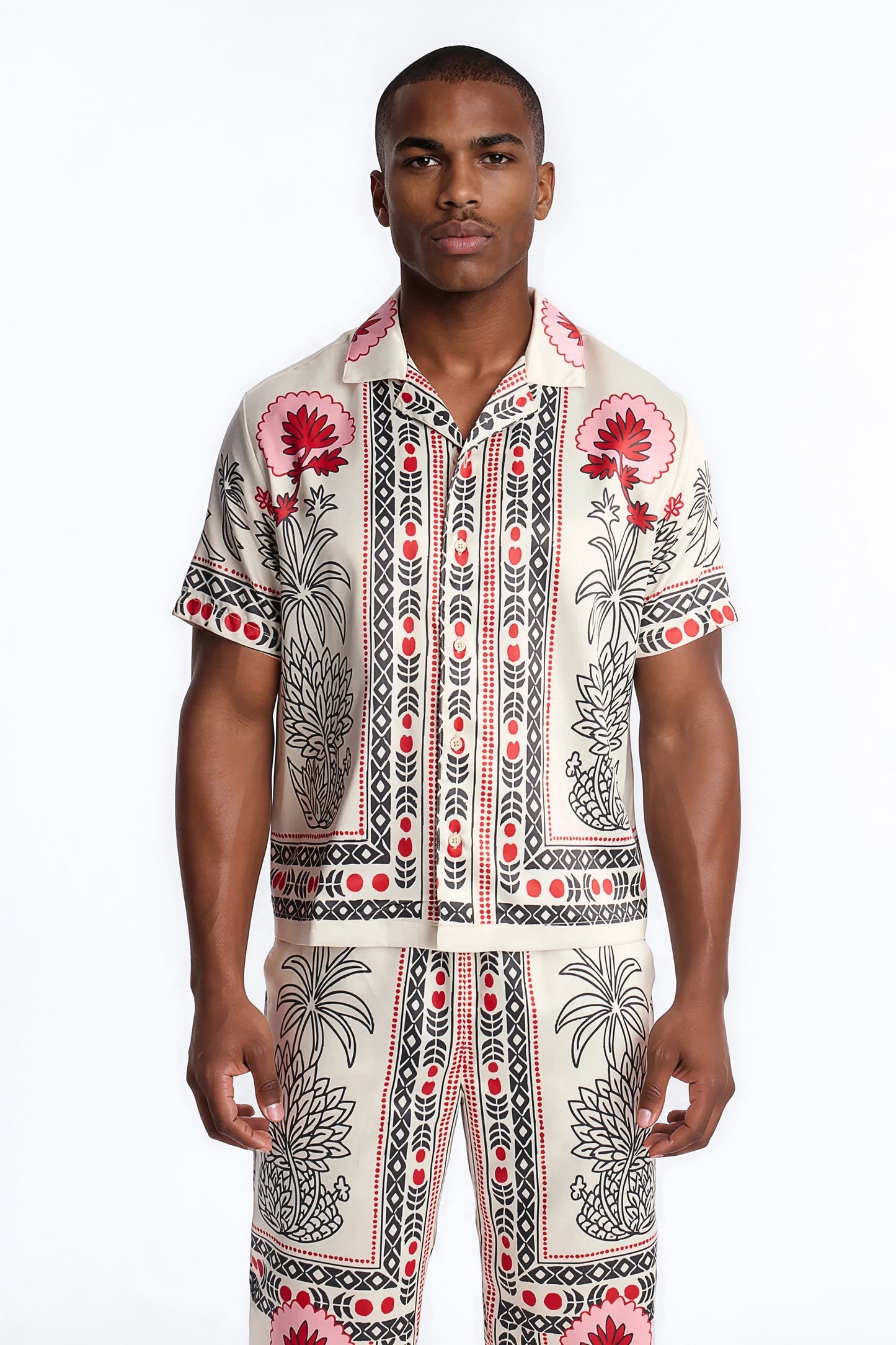 Patras Cuban Collar Button Up Shirt - White Fashion Nova