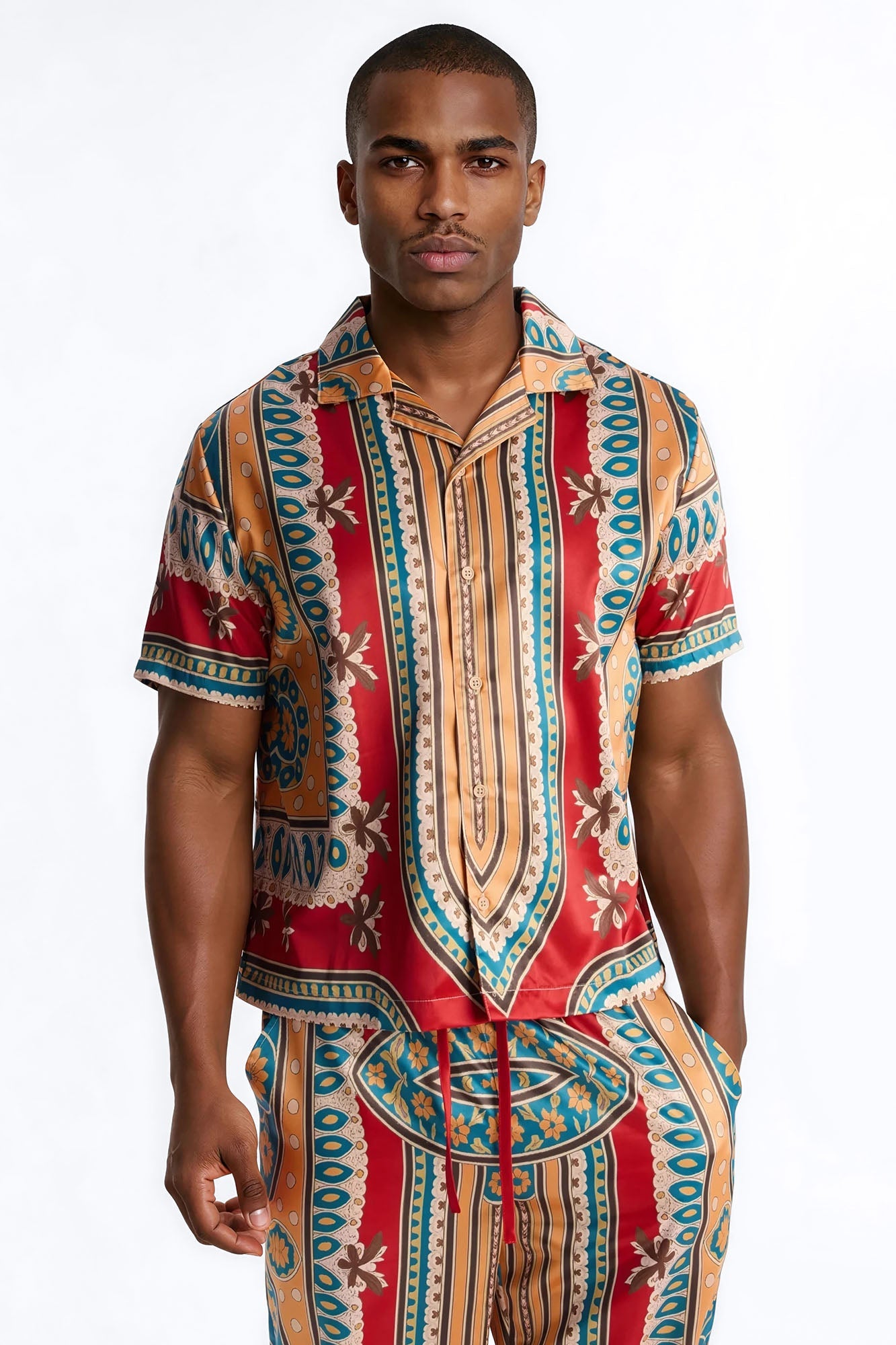 Monaco Cuban Collar Button Up Shirt - Burgundy Fashion Nova
