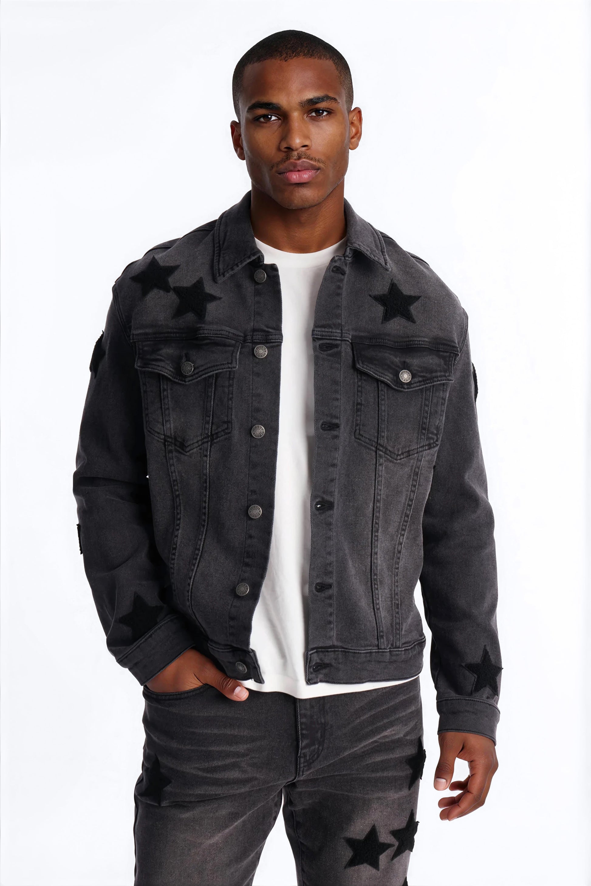Stellar Denim Trucker Jacket - Black Wash Fashion Nova