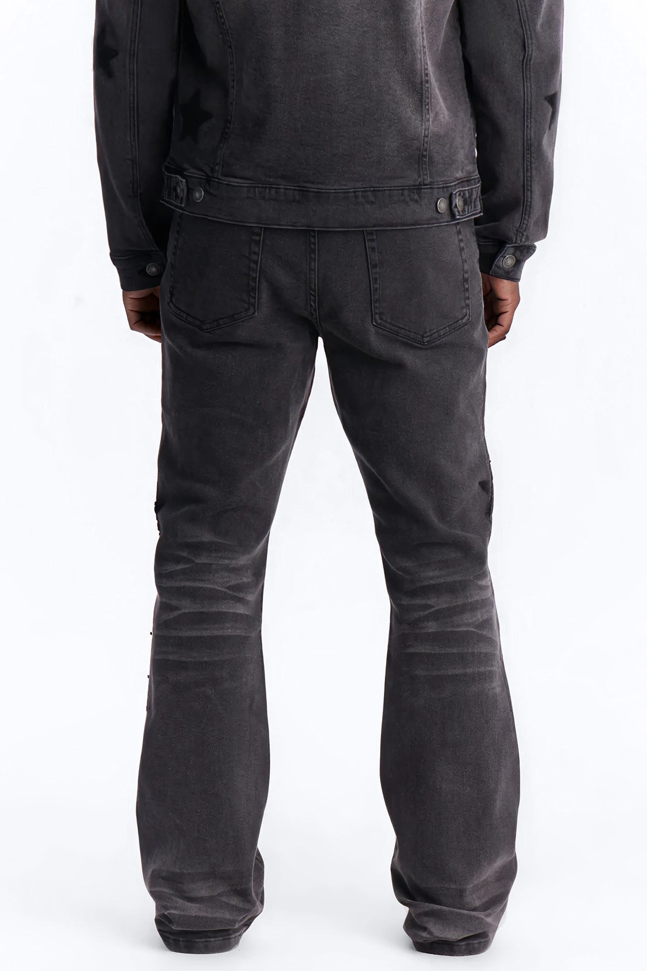 Stacked Skinny Flare Stellar Jean - Black Wash Fashion Nova