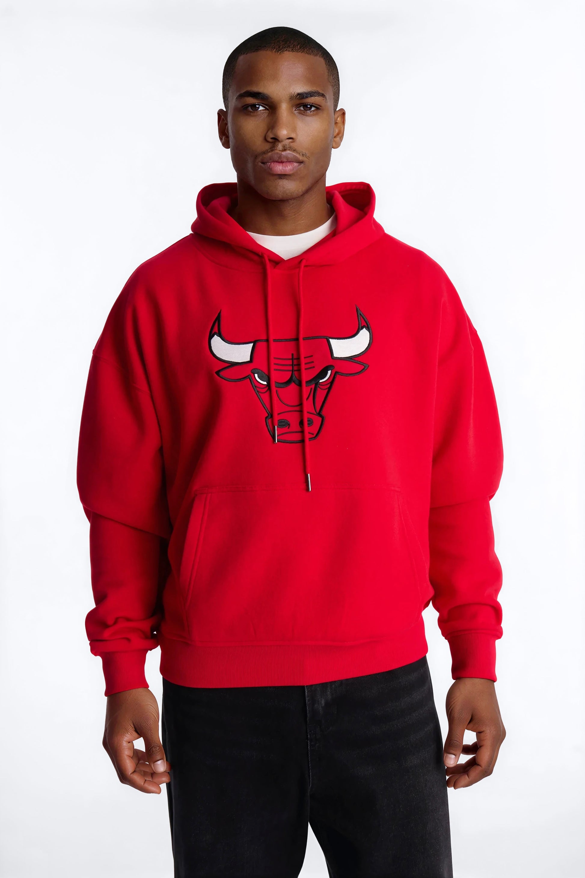 Bulls Old English Embroidery Hoodie - Red Fashion Nova