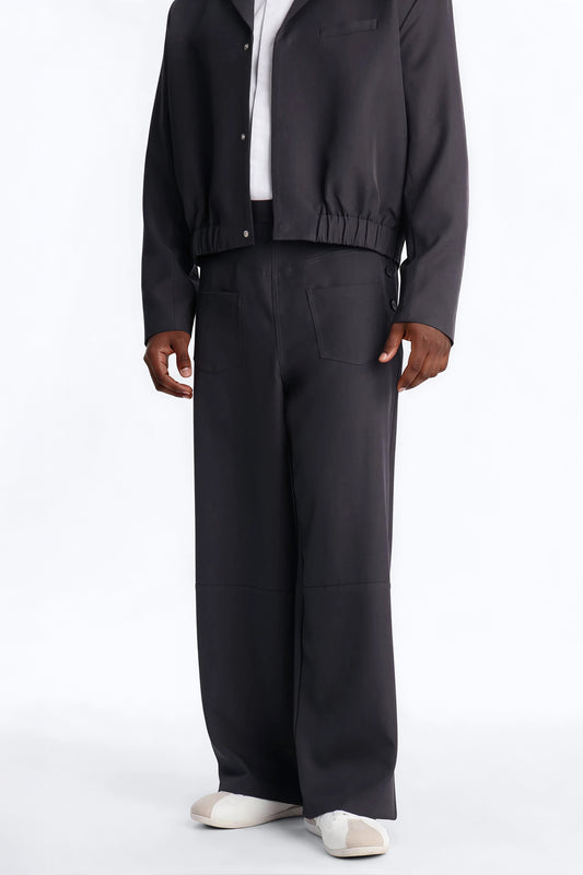 Baggy Inverted Details Trouser - Grey Fashion Nova