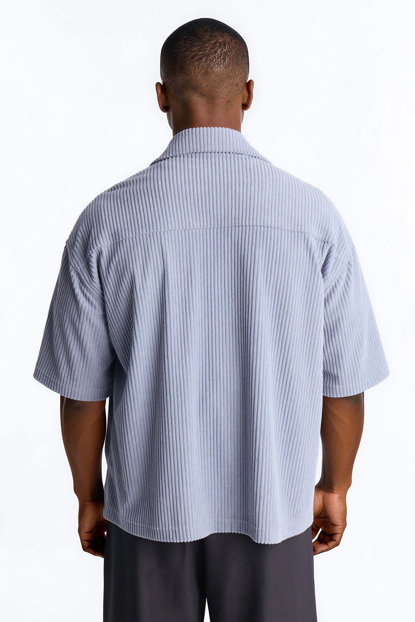Ultra Oversized Corduroy Button Up Shirt - Light Blue Fashion Nova
