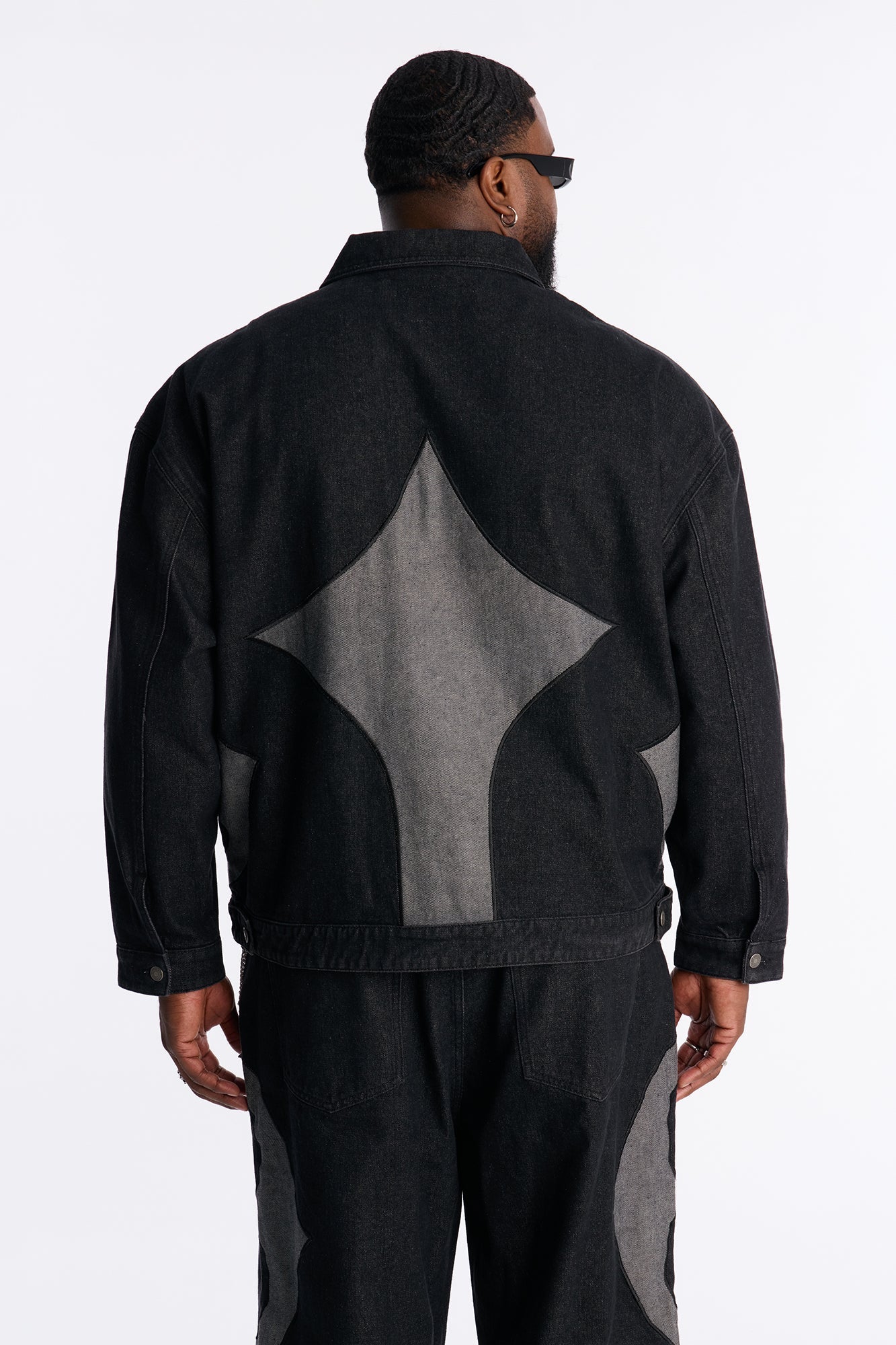 Cropped Crescent Denim Work Jacket - Black Fashion Nova