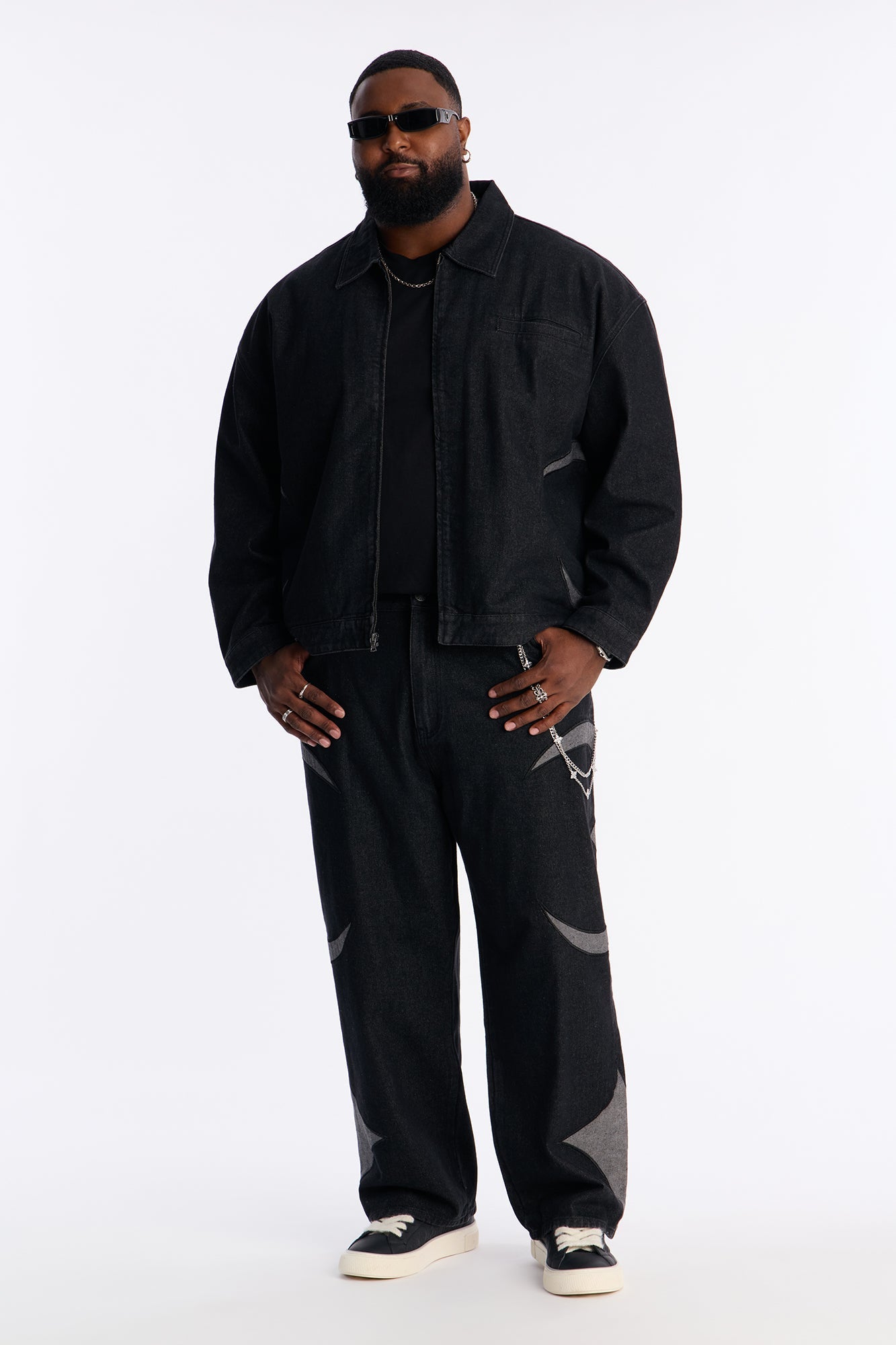 Cropped Crescent Denim Work Jacket - Black Fashion Nova