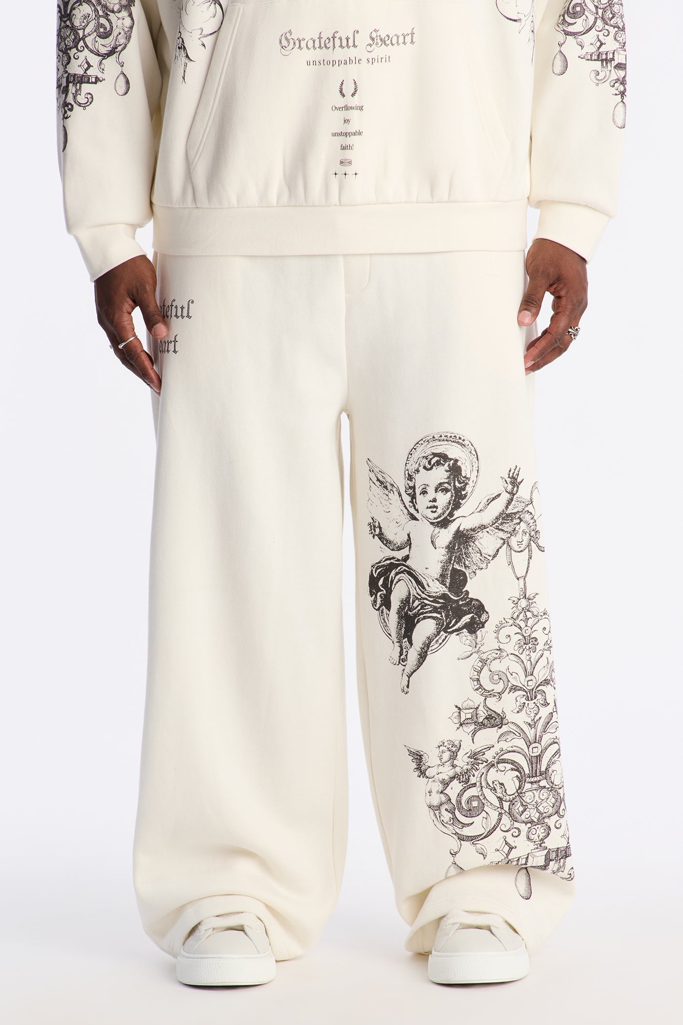 Grateful Heart Sweatpants - Cream Fashion Nova