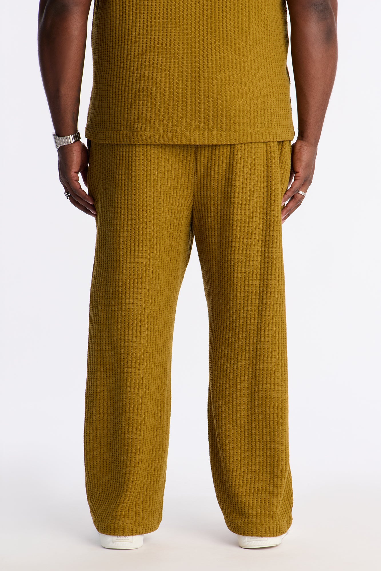 Baggy London Fog Textured Pant - Mustard Fashion Nova