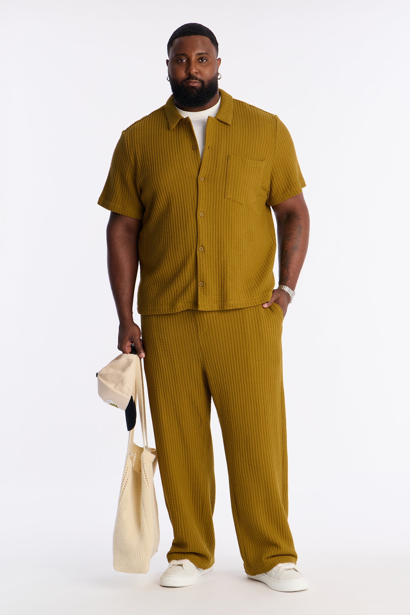 Baggy London Fog Textured Pant - Mustard Fashion Nova