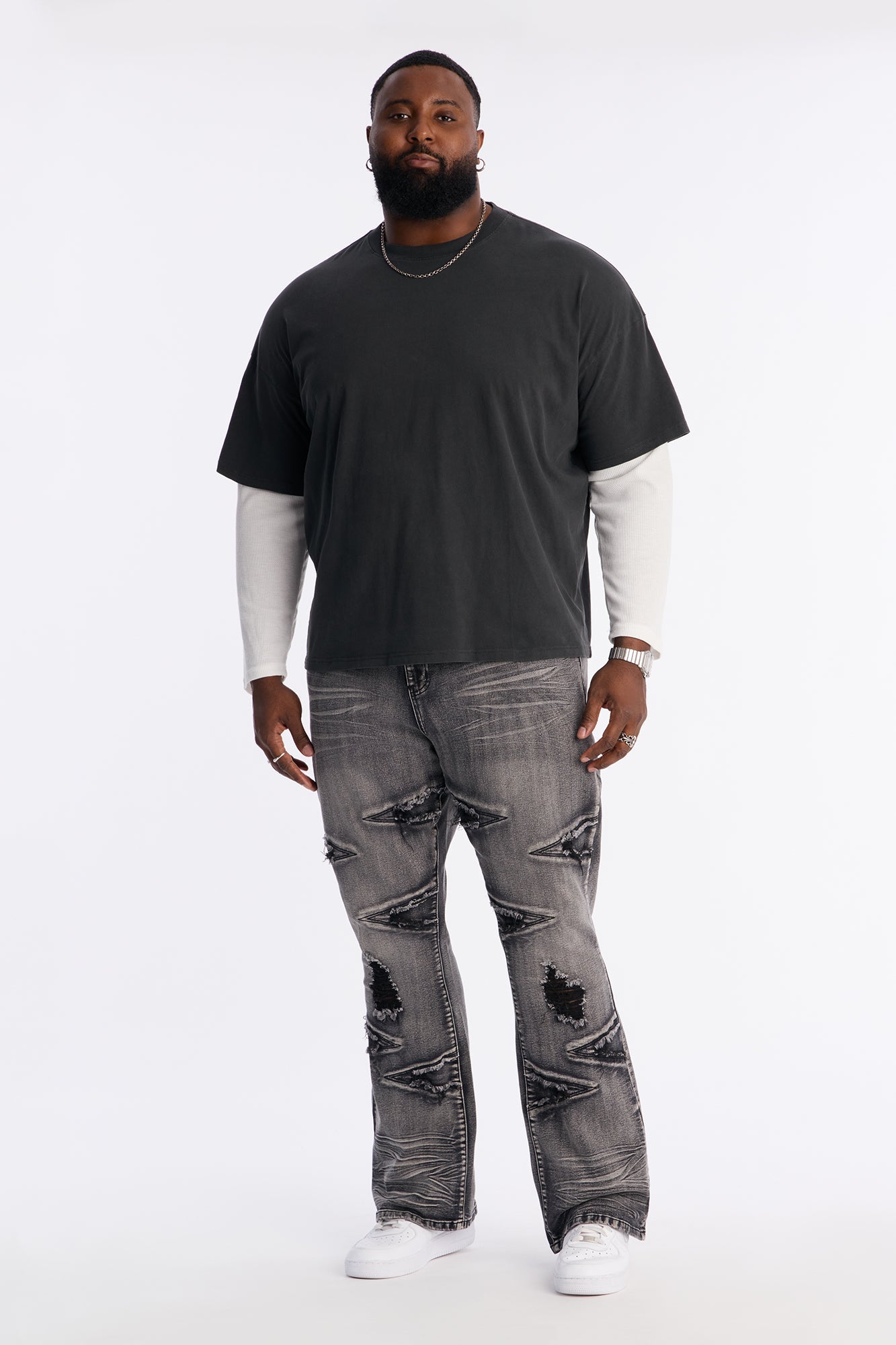 Washed Double Layer Tee - Black Wash Fashion Nova