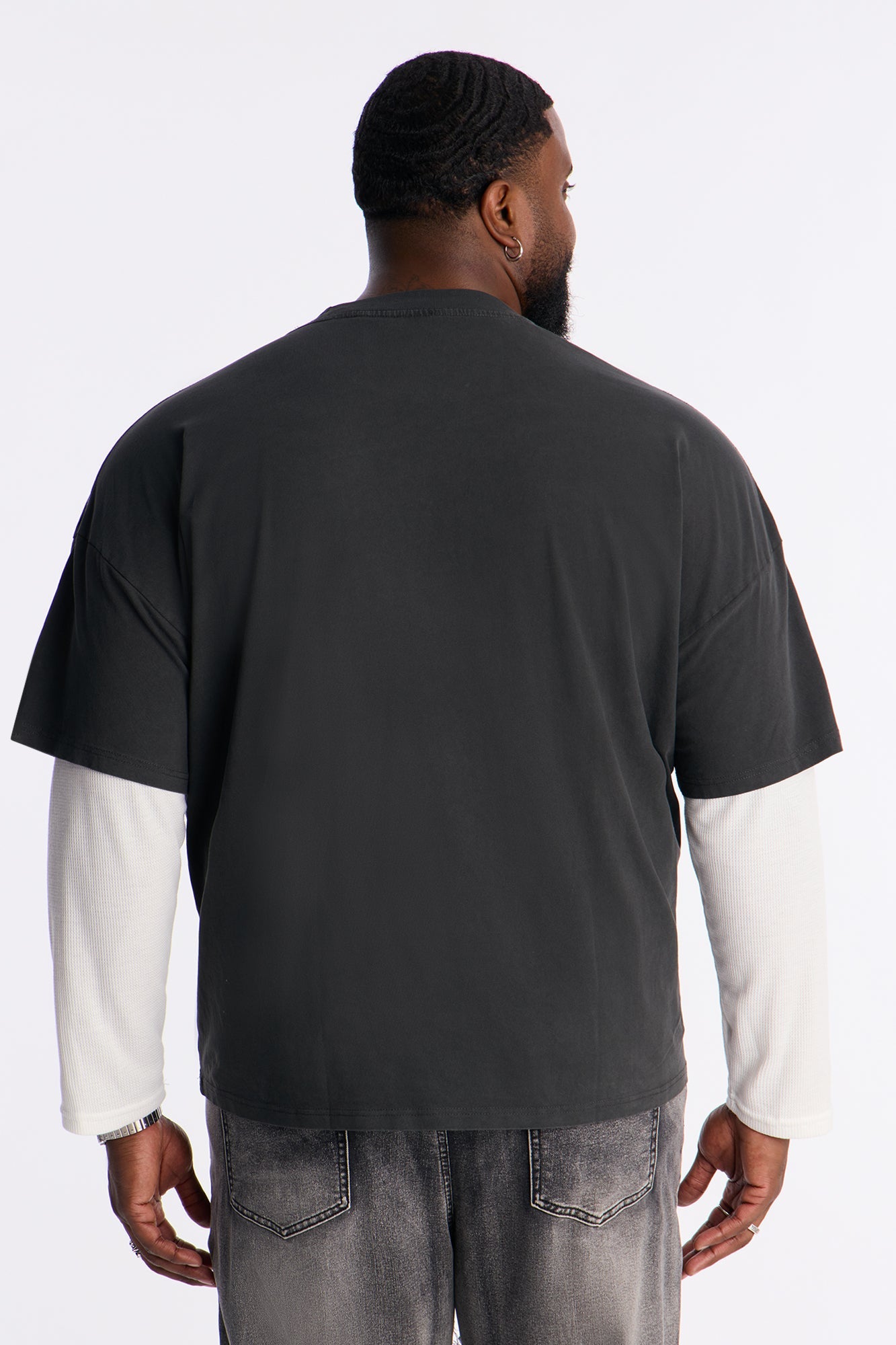 Washed Double Layer Tee - Black Wash Fashion Nova