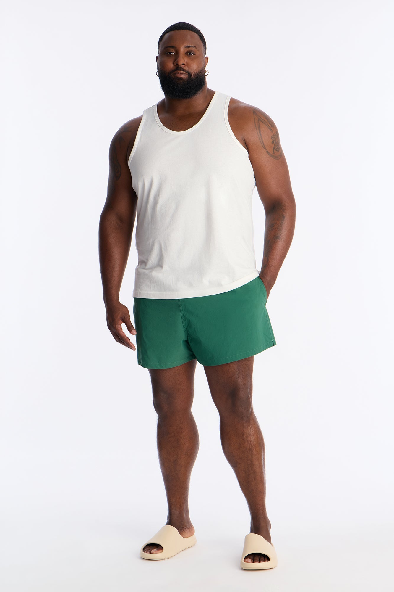 Montez Stretch Swim Trunk 4″ - Hunter Green Fashion Nova