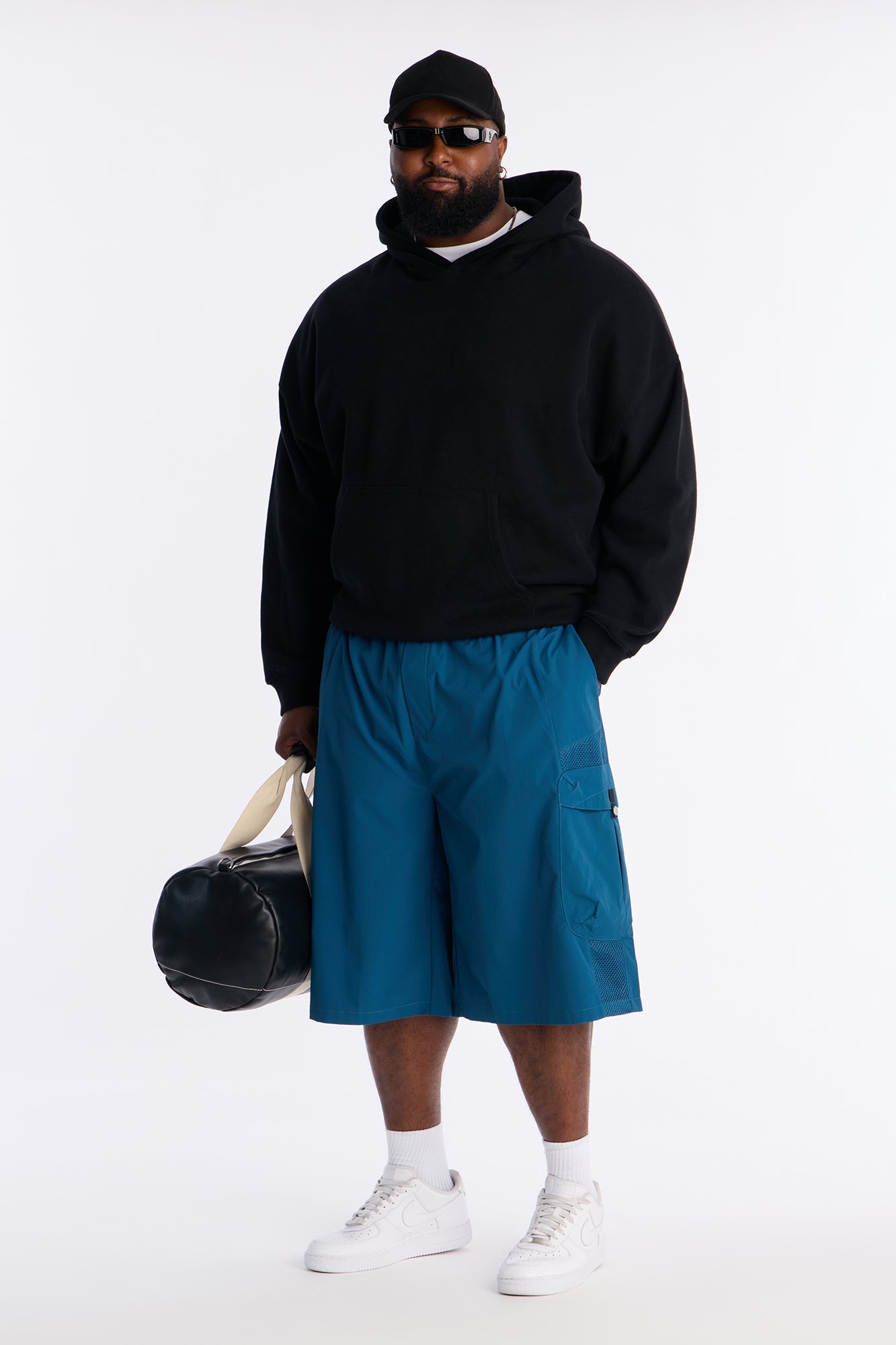 Relaxed Thirty Degree Mesh Outlay Tech Short - Blue Fashion Nova