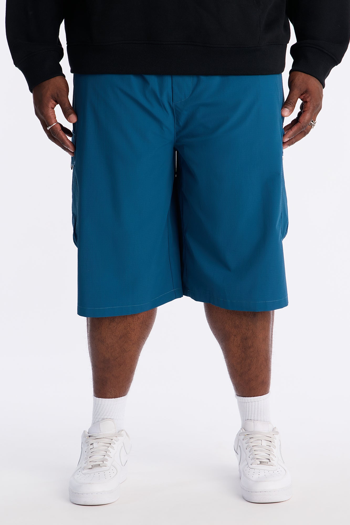 Relaxed Thirty Degree Mesh Outlay Tech Short - Blue Fashion Nova