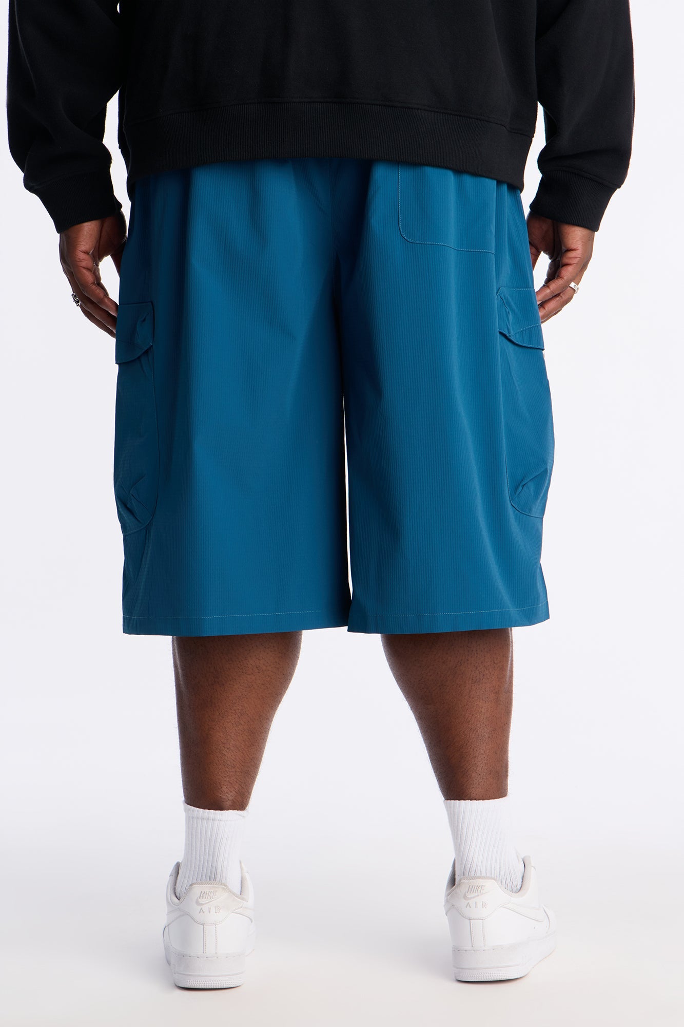Relaxed Thirty Degree Mesh Outlay Tech Short - Blue Fashion Nova